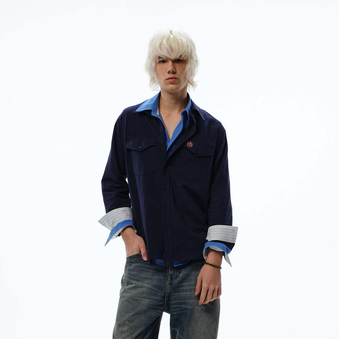 TRECLUB Retro Embroidered Solid Shirt-Shirt-S-White-Free Shipping Leatheretro