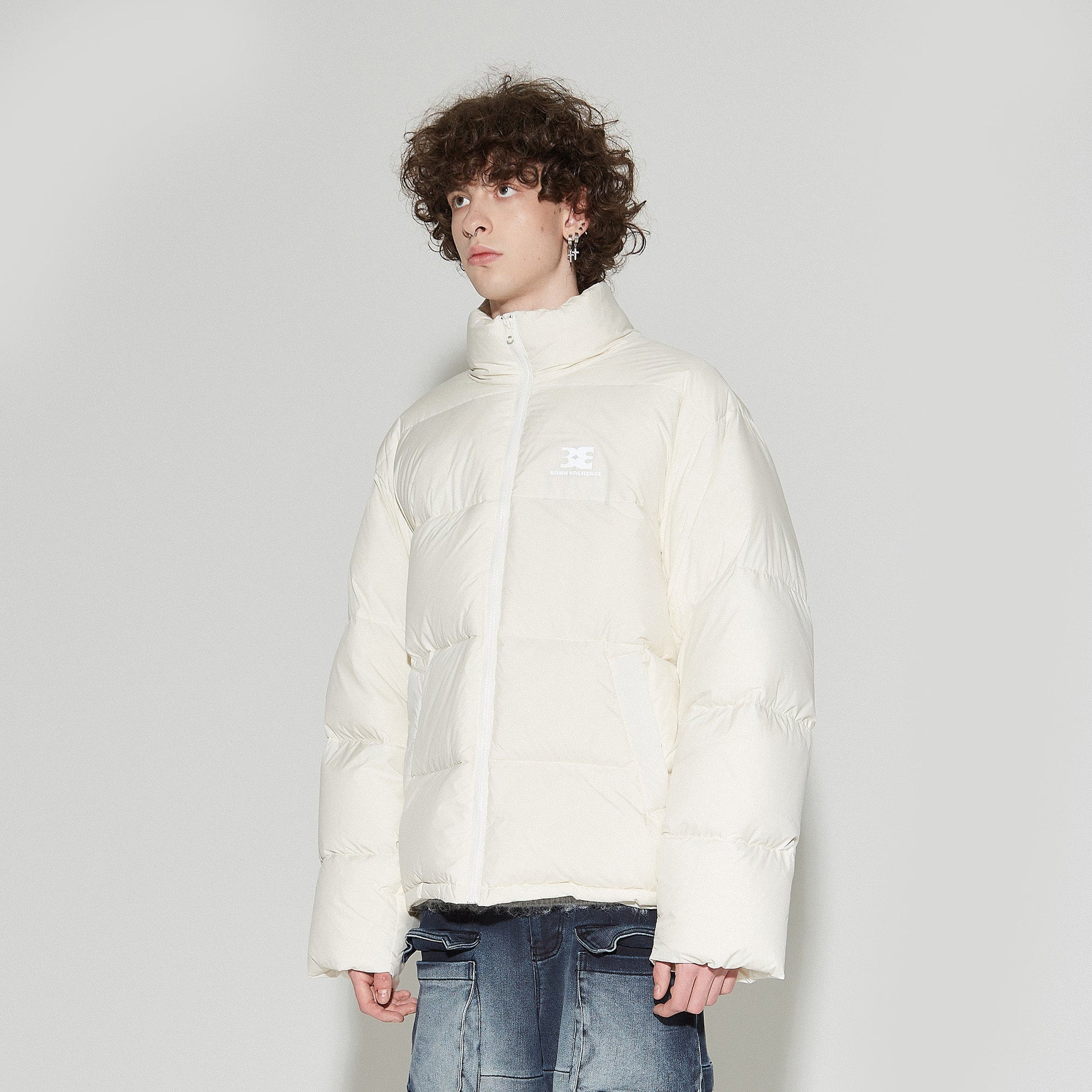 VANN VALRENCE Classic Stand-Collared Duck-Down Oversized Jacket-Jacket-S-White-Free Shipping Leatheretro