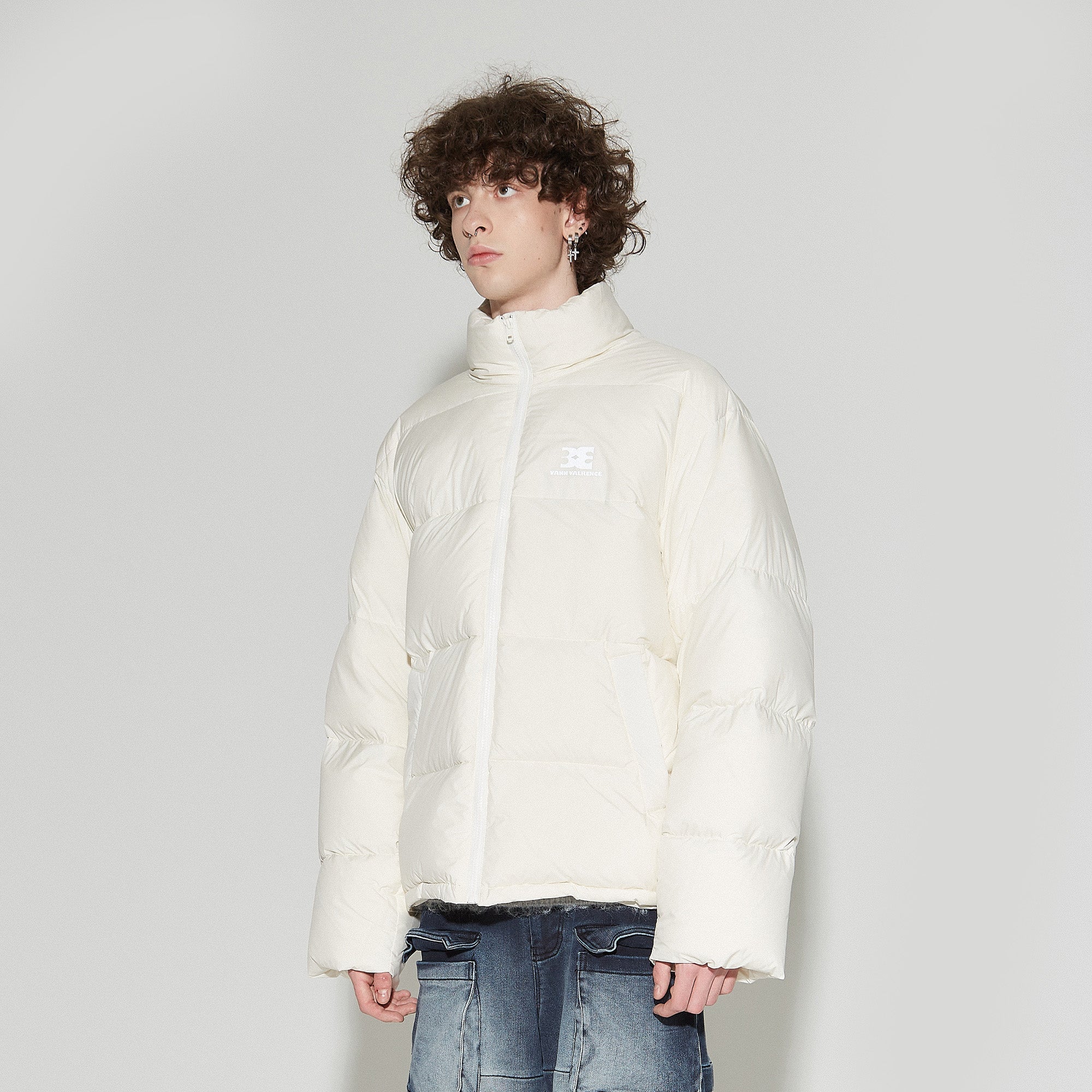 VANN VALRENCE Classic Stand-Collared Duck-Down Oversized Jacket-Jacket-S-White-Free Shipping Leatheretro