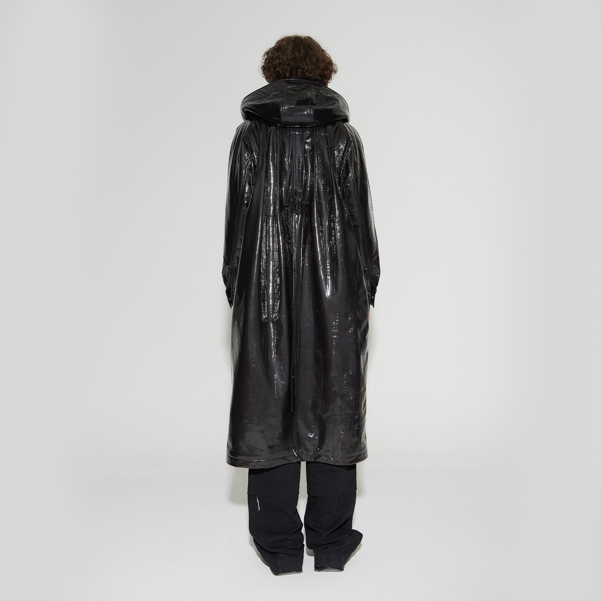 VANN VALRENCE Glossy Belted Hooded Padded Long Coat-Jacket-S-Free Shipping Leatheretro