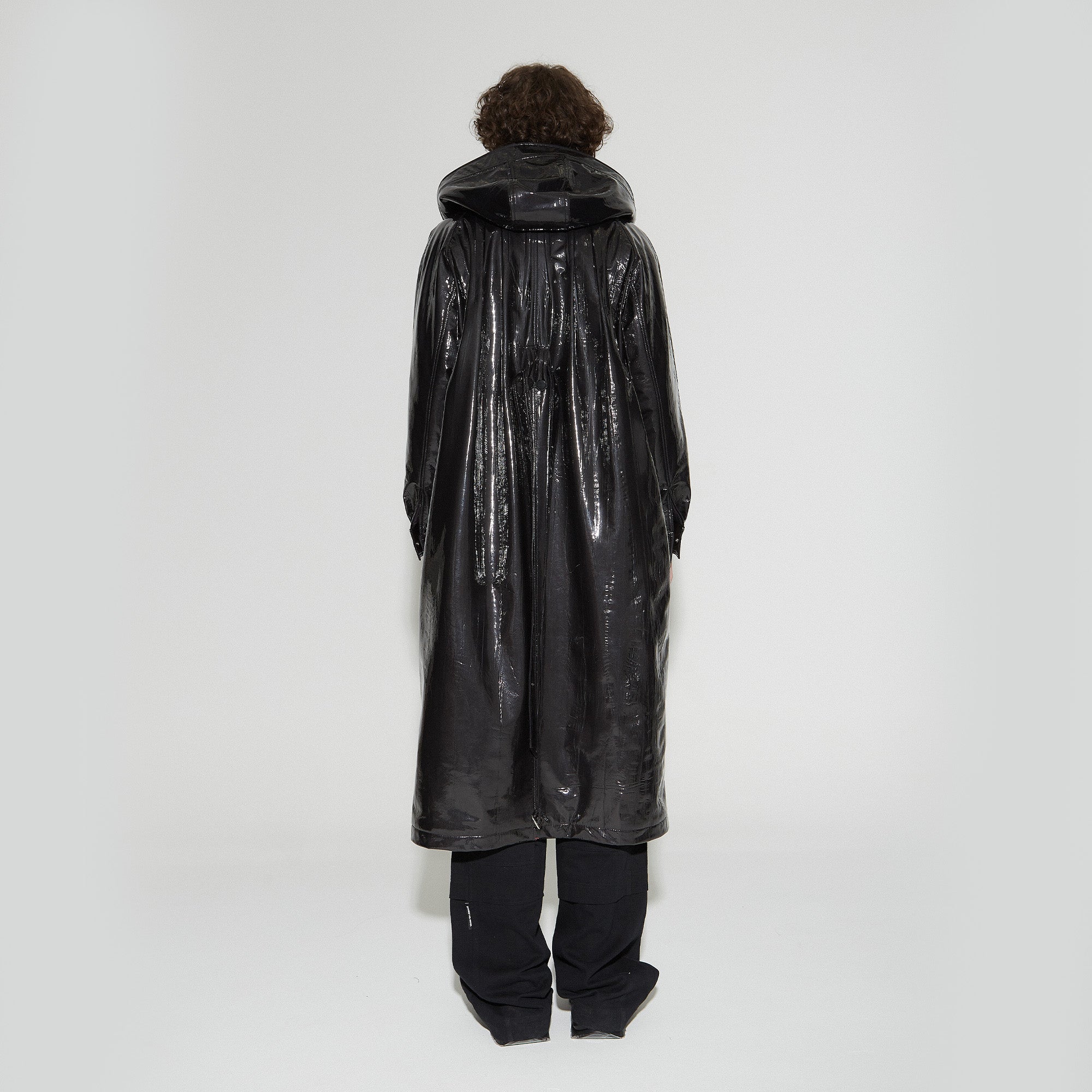 VANN VALRENCE Glossy Belted Hooded Padded Long Coat-Jacket-S-Free Shipping Leatheretro