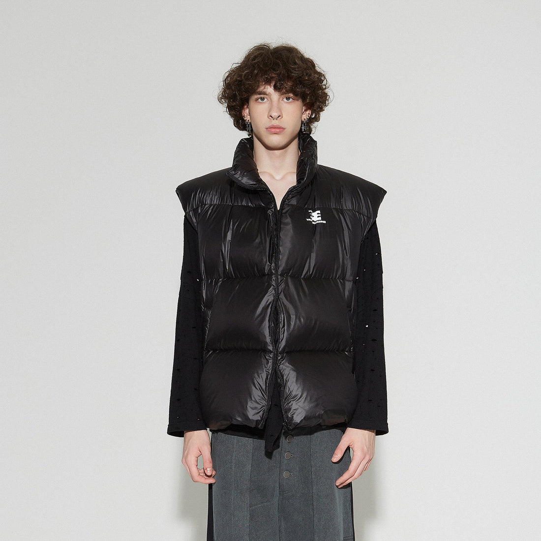 VANN VALRENCE Plain Duck Down Oversized Puffer Vest-Vest-S-Black-Free Shipping Leatheretro