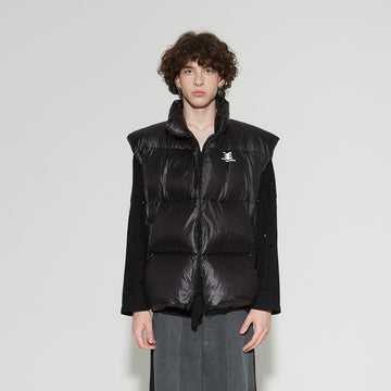 VANN VALRENCE Plain Duck Down Oversized Puffer Vest-Vest-S-Black-Free Shipping Leatheretro