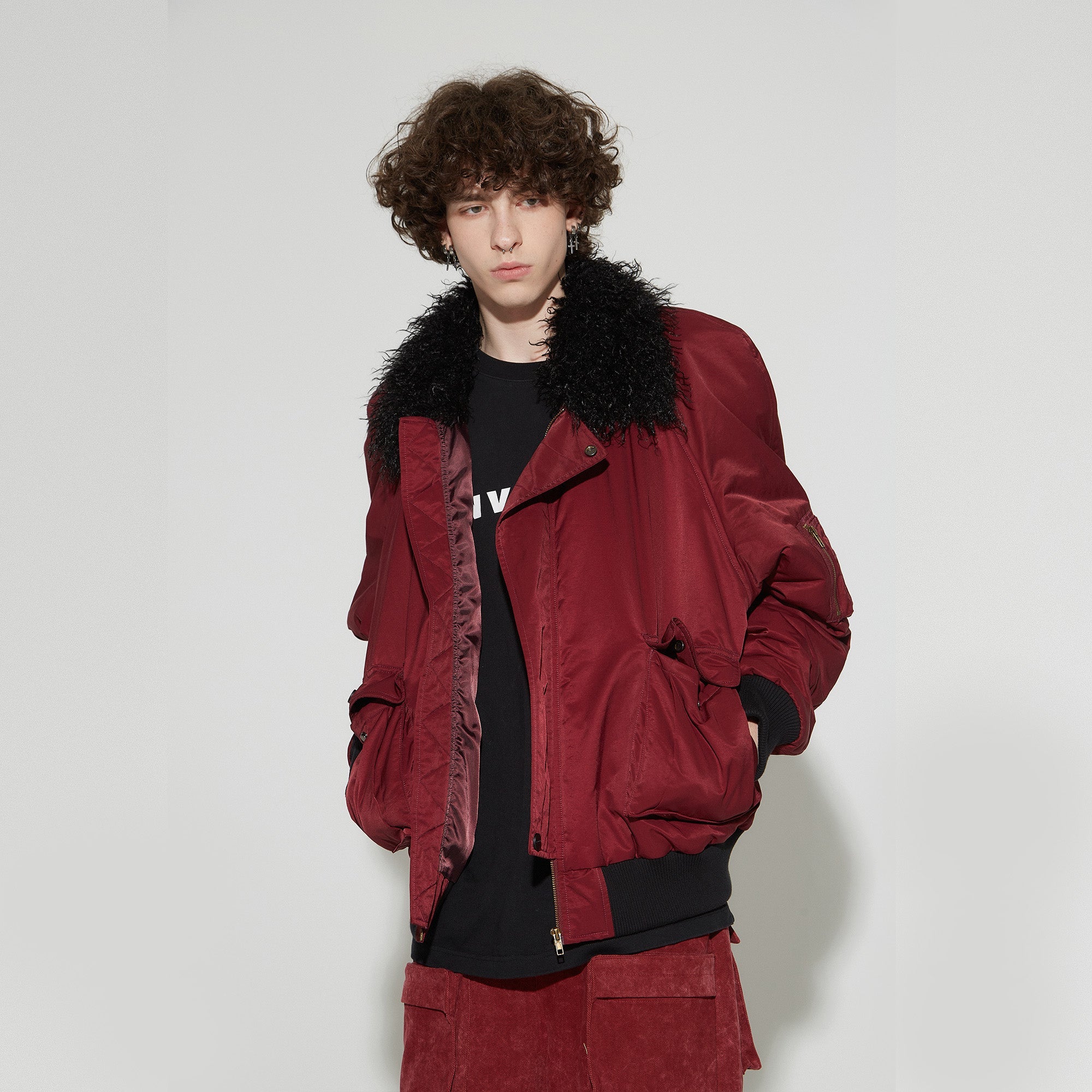 VANN VALRENCE Faux-Fur Collar Puffer Bomber Jacket-Jacket-S-Free Shipping Leatheretro