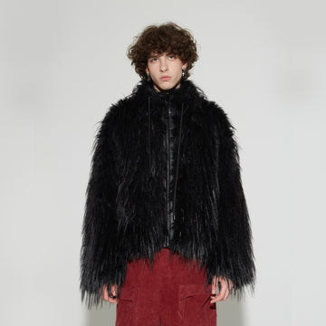 VANN VALRENCE Shaggy Layer Faux Fur Jacket-Jacket-S-Free Shipping Leatheretro