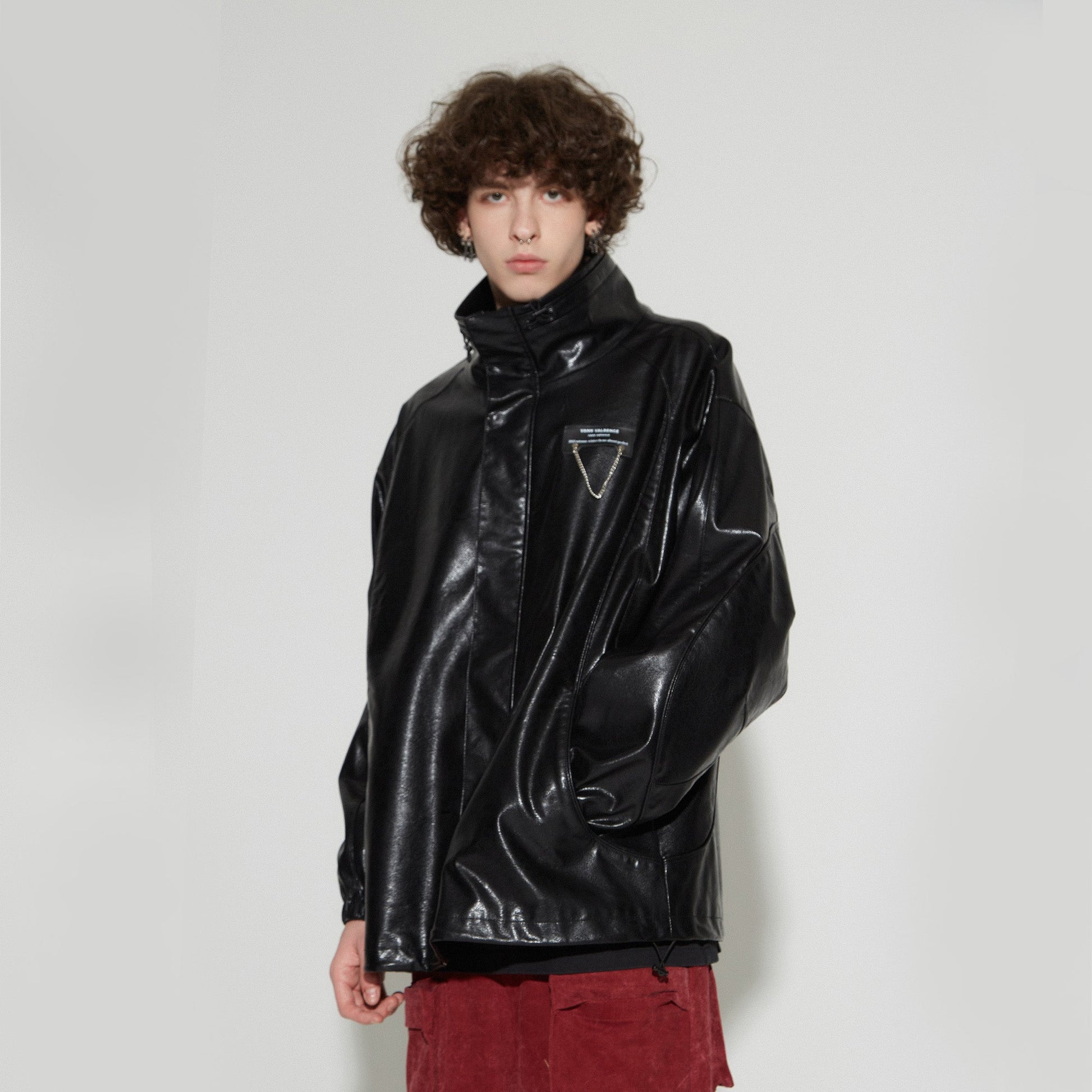 VANN VALRENCE Retro Glossy Faux Leather Jacket-Jacket-S-Free Shipping Leatheretro