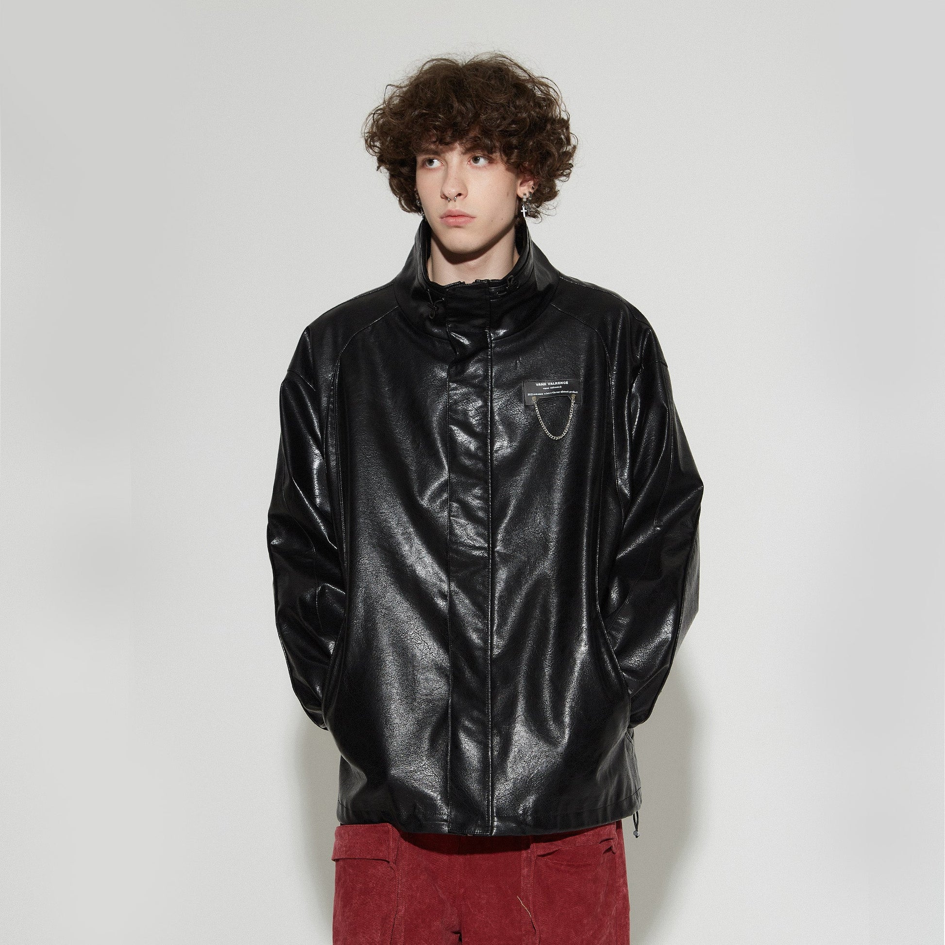 VANN VALRENCE Retro Glossy Faux Leather Jacket-Jacket-S-Free Shipping Leatheretro