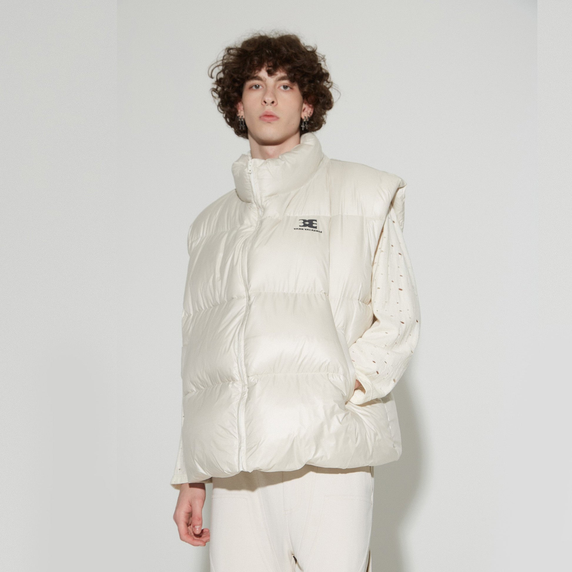 VANN VALRENCE Plain Duck Down Oversized Puffer Vest-Vest-S-Black-Free Shipping Leatheretro