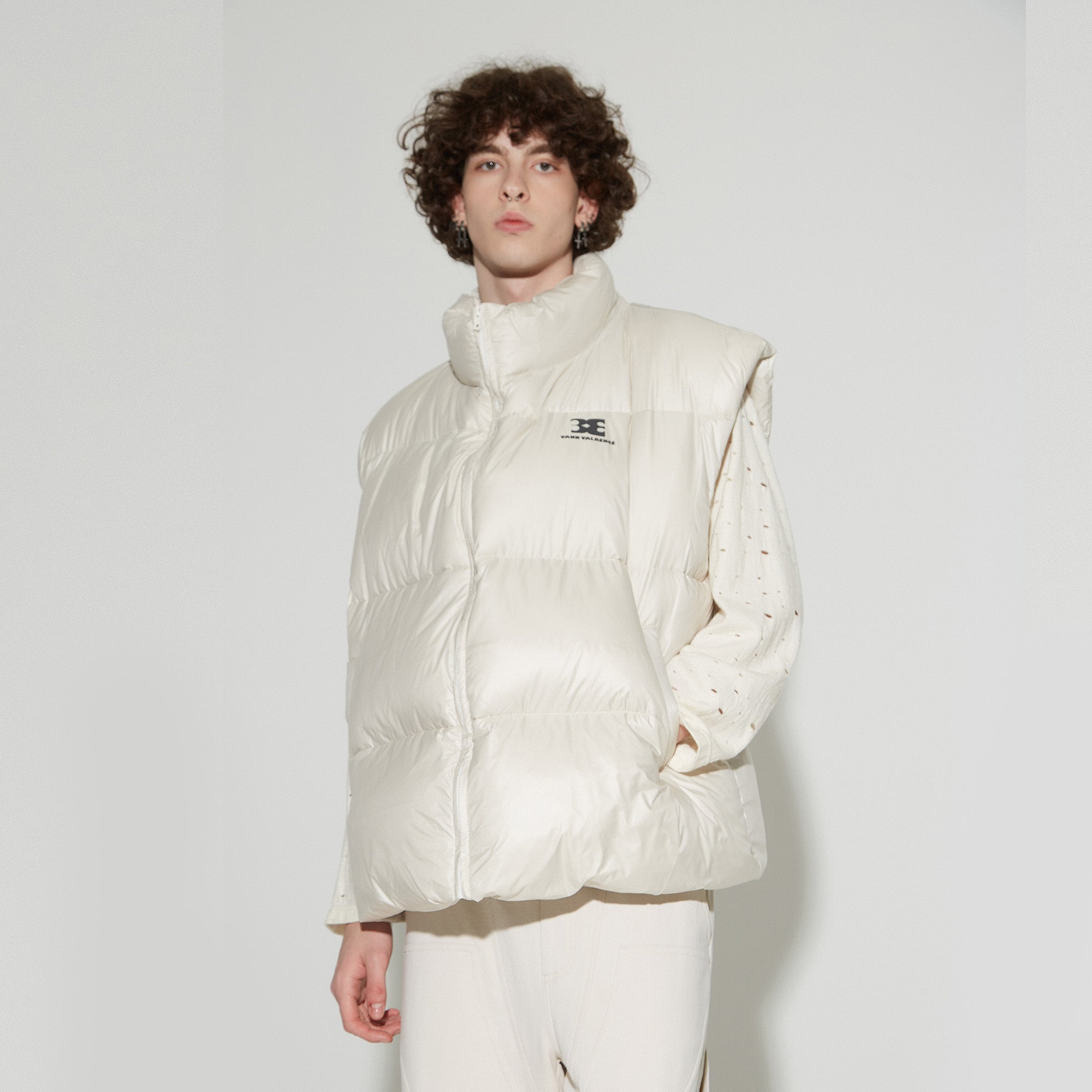 VANN VALRENCE Plain Duck Down Oversized Puffer Vest-Vest-S-Black-Free Shipping Leatheretro