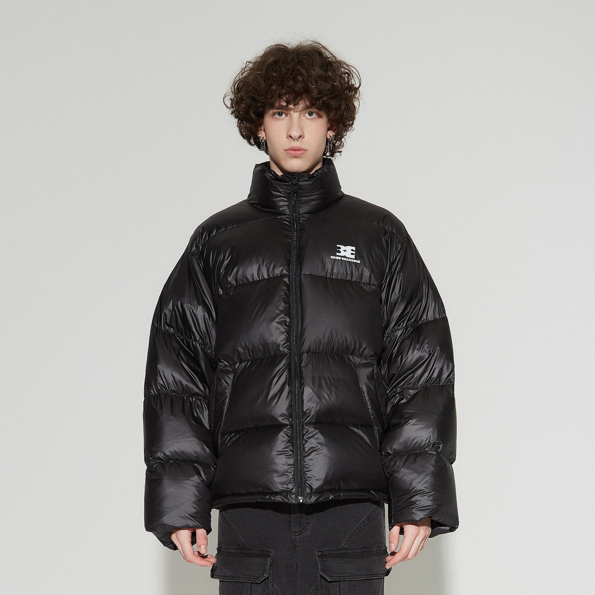 VANN VALRENCE Classic Stand-Collared Duck-Down Oversized Jacket-Jacket-S-Black-Free Shipping Leatheretro