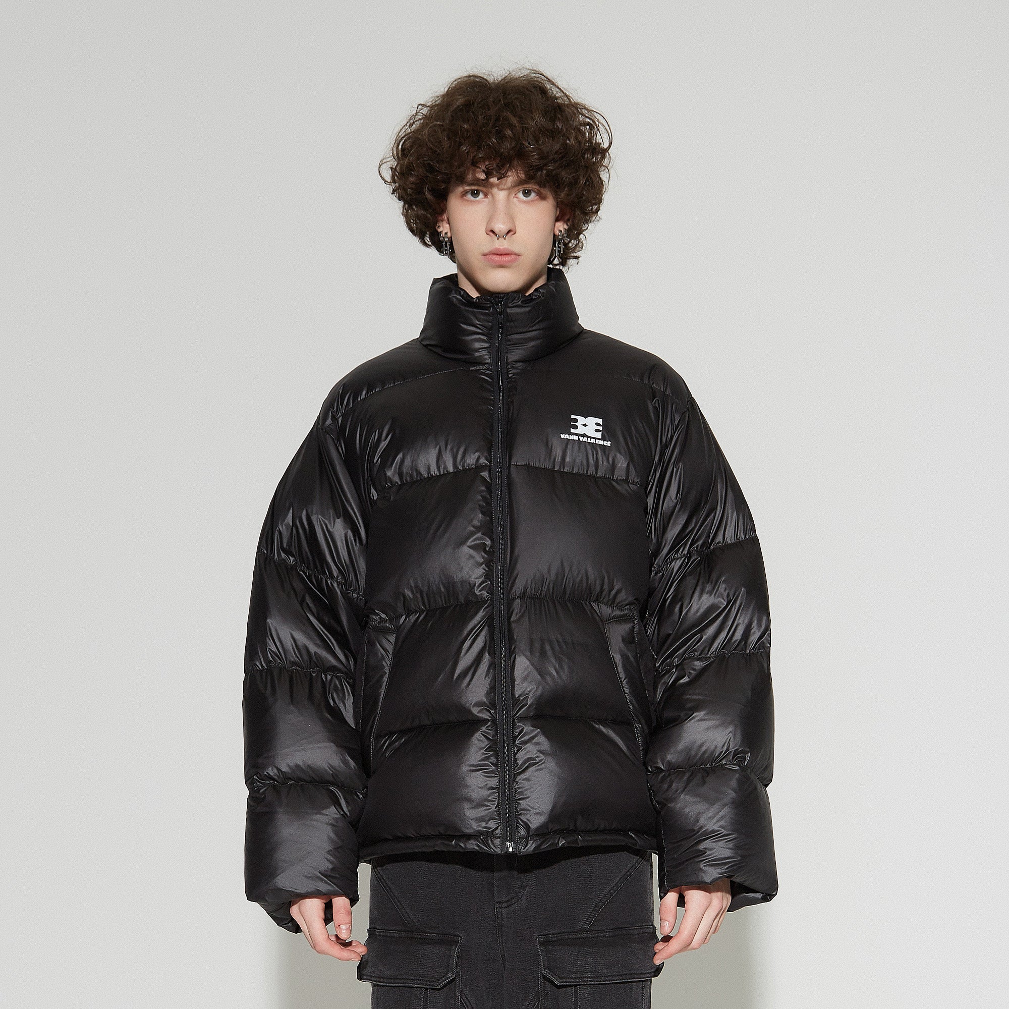 VANN VALRENCE Classic Stand-Collared Duck-Down Oversized Jacket-Jacket-S-Black-Free Shipping Leatheretro