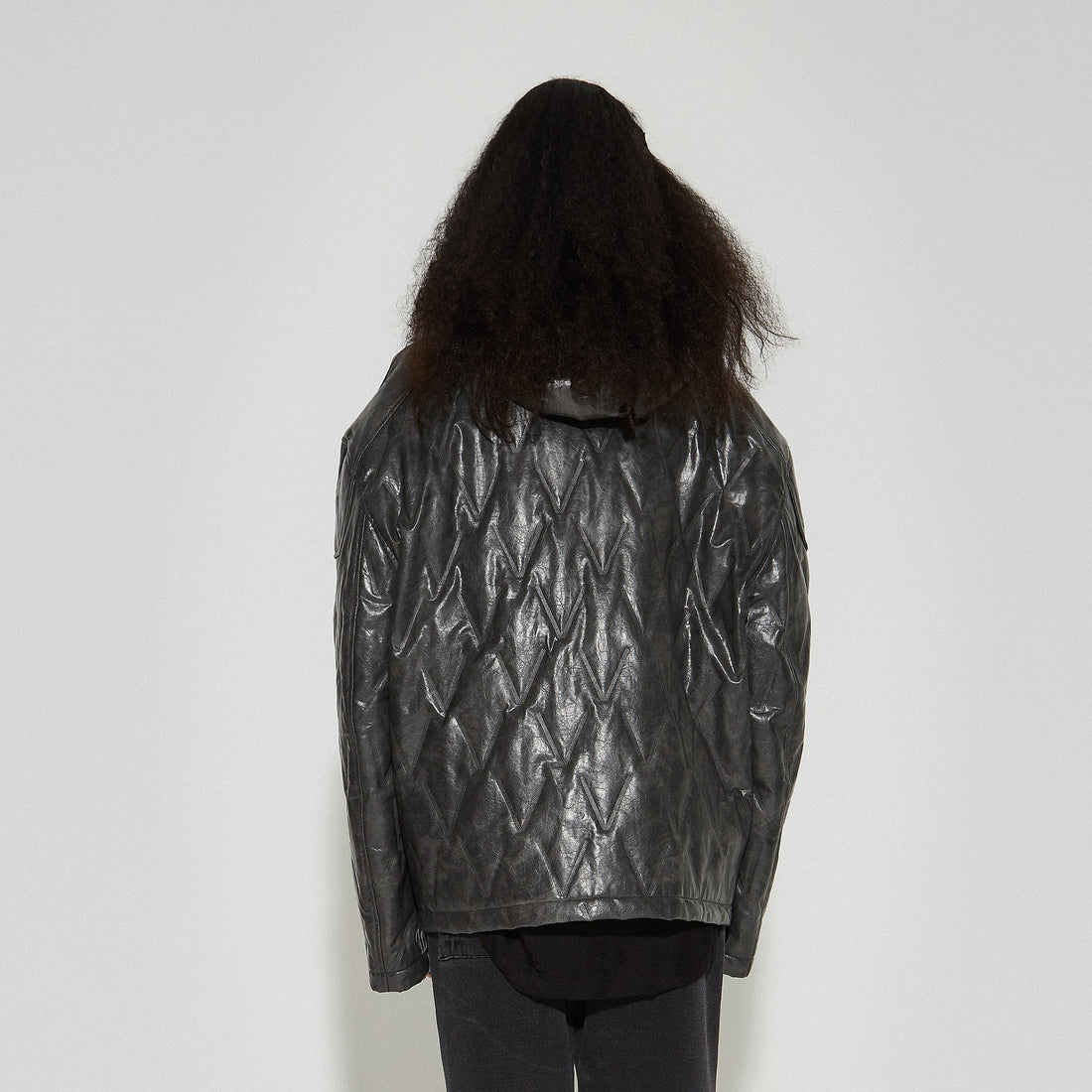 VANN VALRENCE Diamond-Embossed Faux Leather Hooded Puffer-Jacket-S-Free Shipping Leatheretro