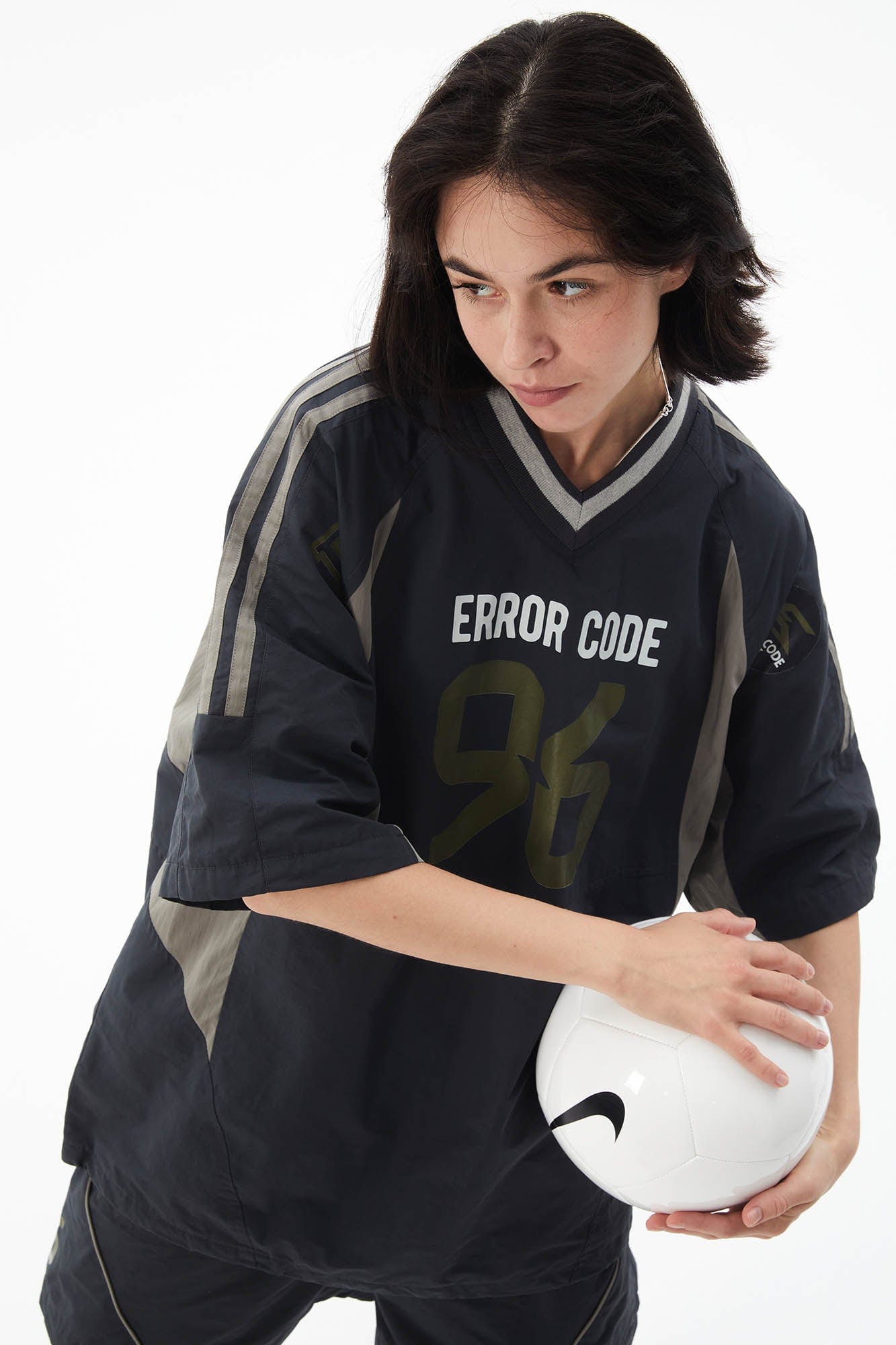 ERROR CODE ROBOT Athletic No.96 Spliced V-Neck Jersey-T Shirt-S-Free Shipping Leatheretro