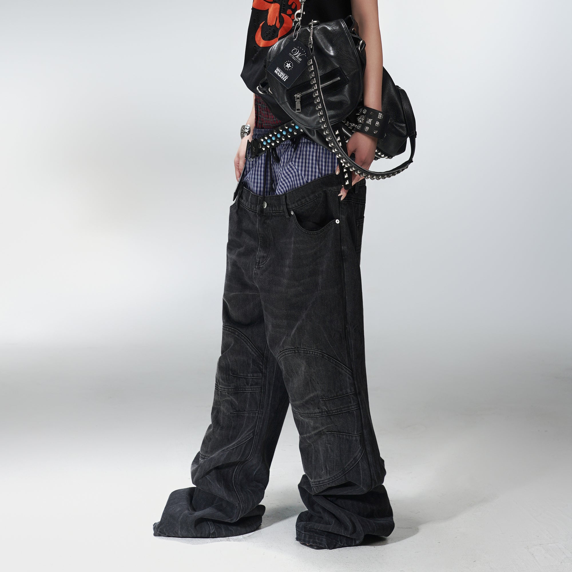 PCCVISION Double-Waist Washed Baggy Jeans-Jeans-XS-Free Shipping Leatheretro