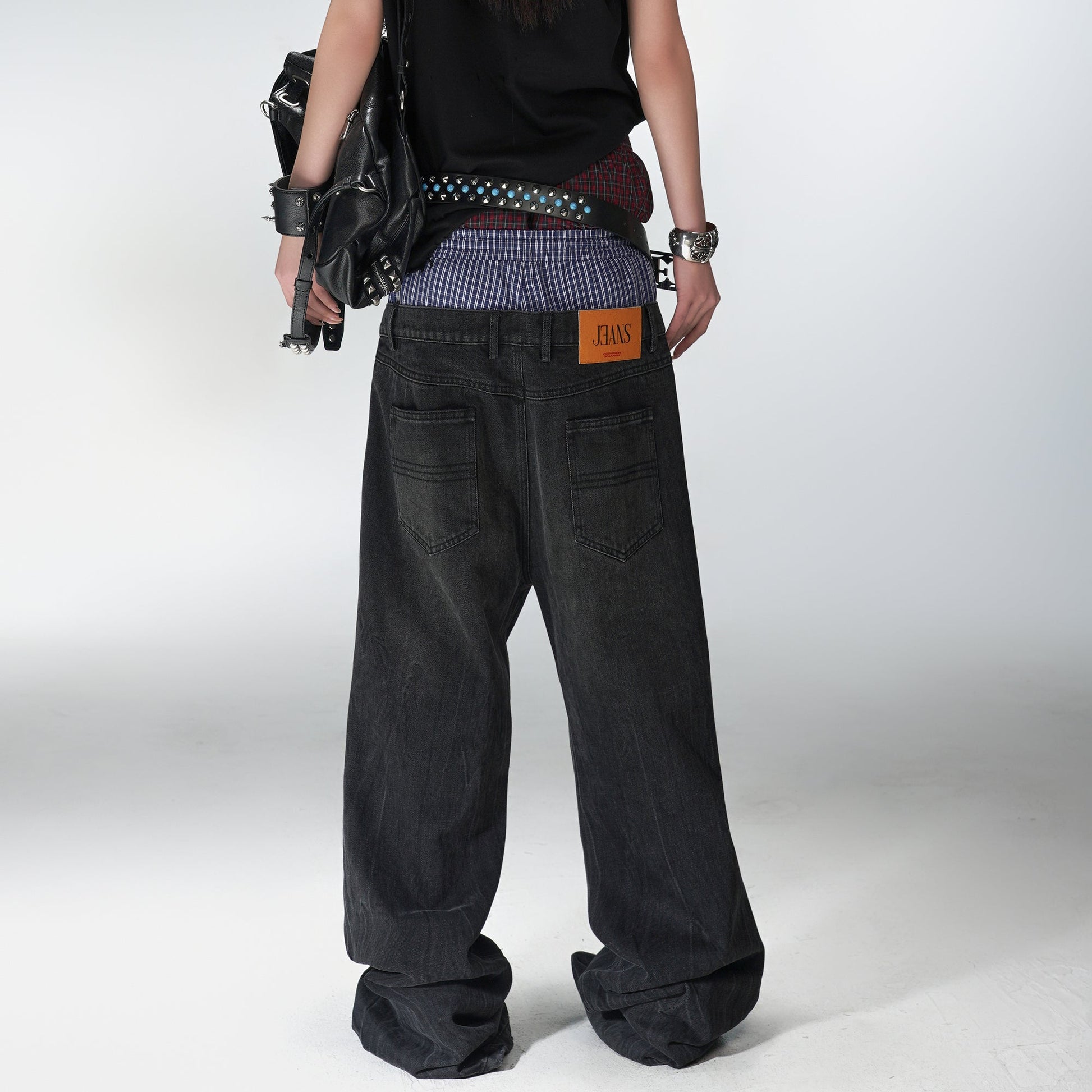 PCCVISION Double-Waist Washed Baggy Jeans-Jeans-XS-Free Shipping Leatheretro