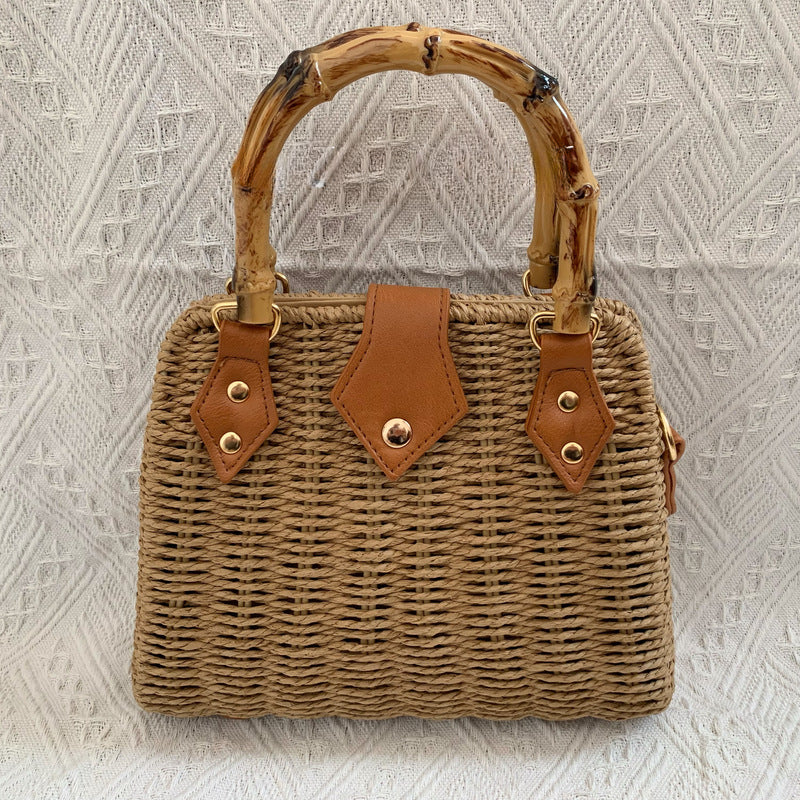 Handwoven Straw & Paper Rope Bag for Women-Khaki-Free Shipping Leatheretro
