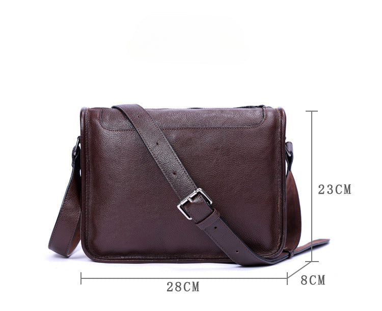 Men's Vintage Messenger Bag - Handmade Full-Grain Vegetable-Tanned Leather Messenger Bag-Messenger Bags-Coffee-Free Shipping Leatheretro