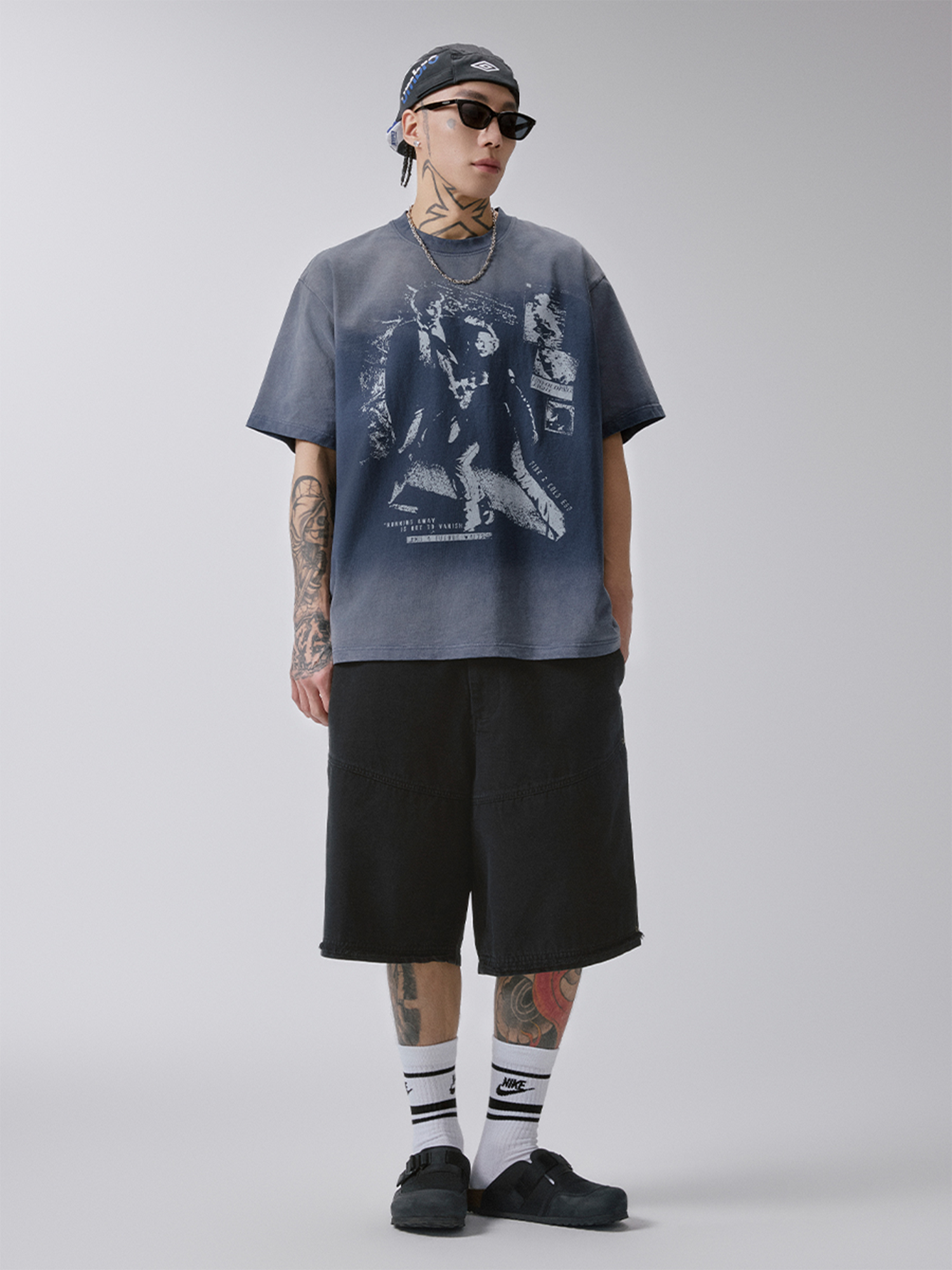 F2CE Gradient Washed Portrait Graphic T-Shirt-T Shirt-S-Free Shipping Leatheretro