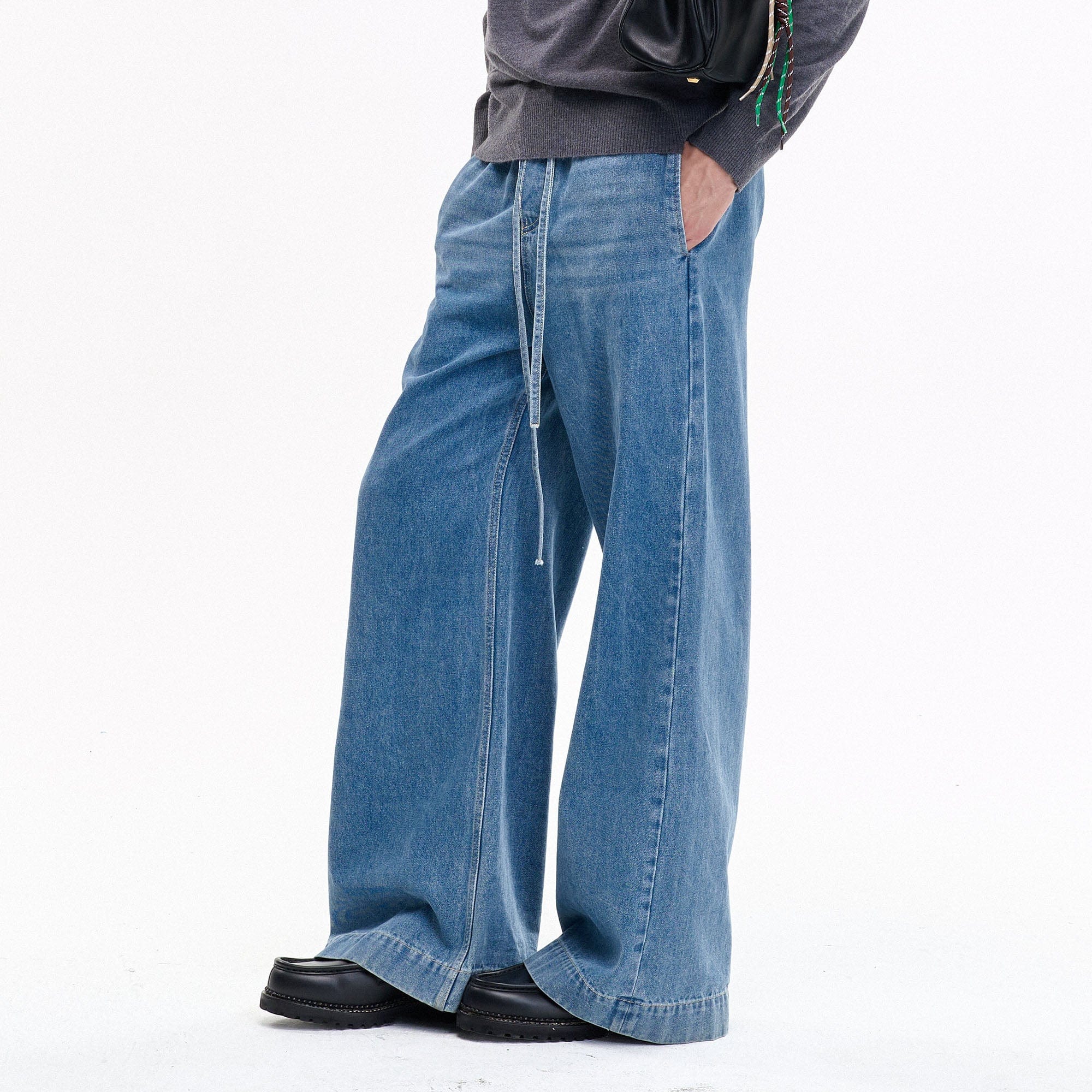 LEONSENSE Classical Tencel Drawstring Oversized Jeans-Jeans-S-Free Shipping Leatheretro