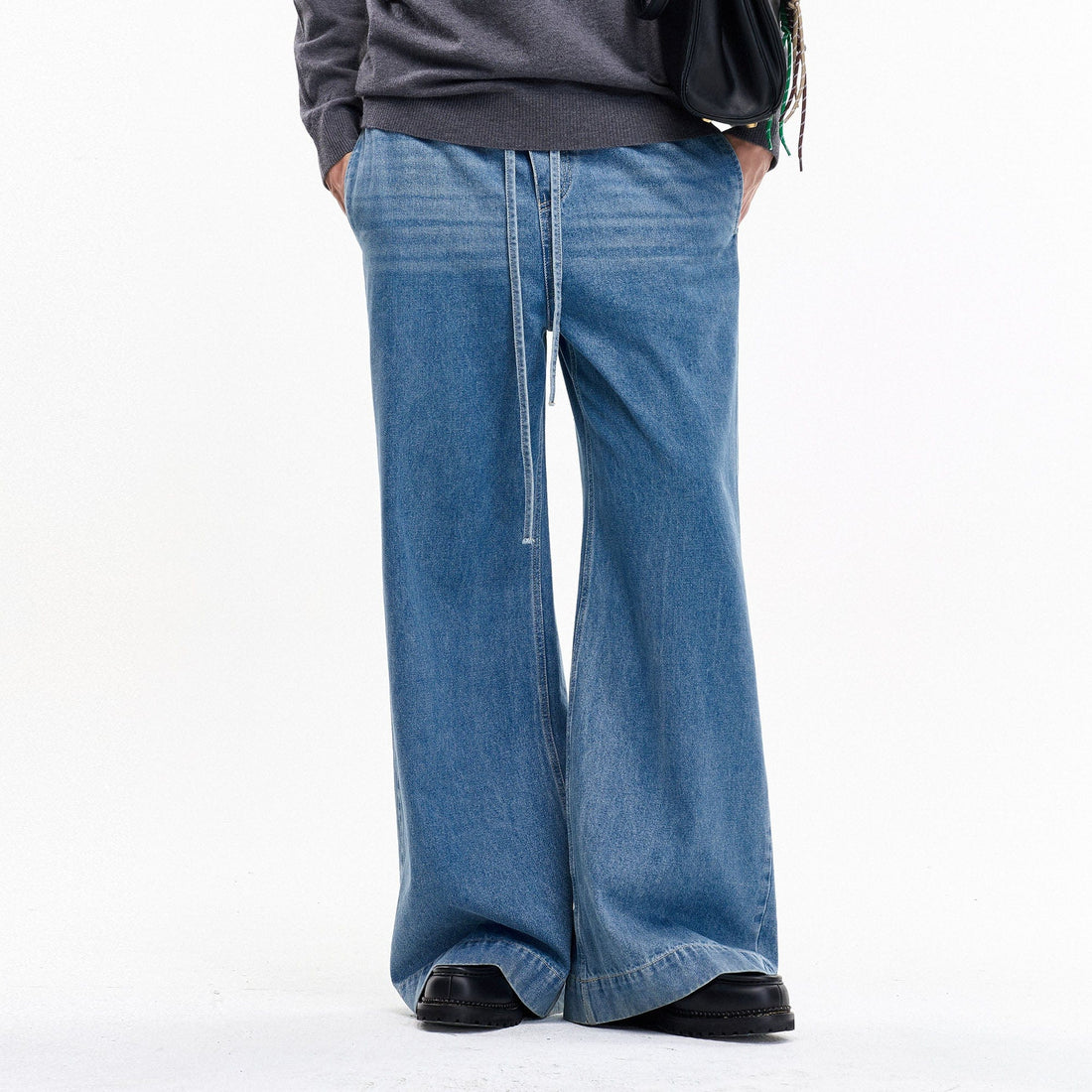 LEONSENSE Classical Tencel Drawstring Oversized Jeans-Jeans-S-Free Shipping Leatheretro