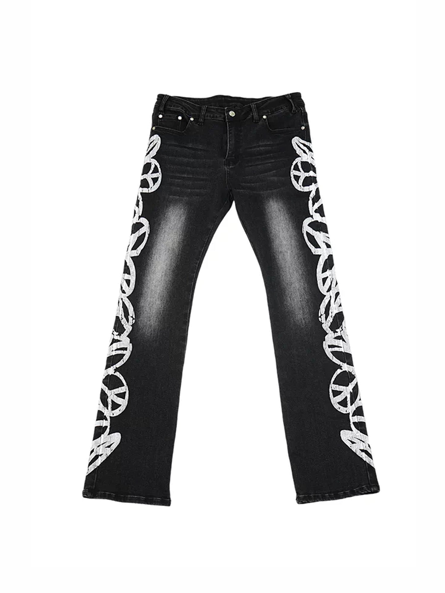 VINKID Peace Graphic Washed Jeans-Jeans-S (Preorder)-Free Shipping Leatheretro