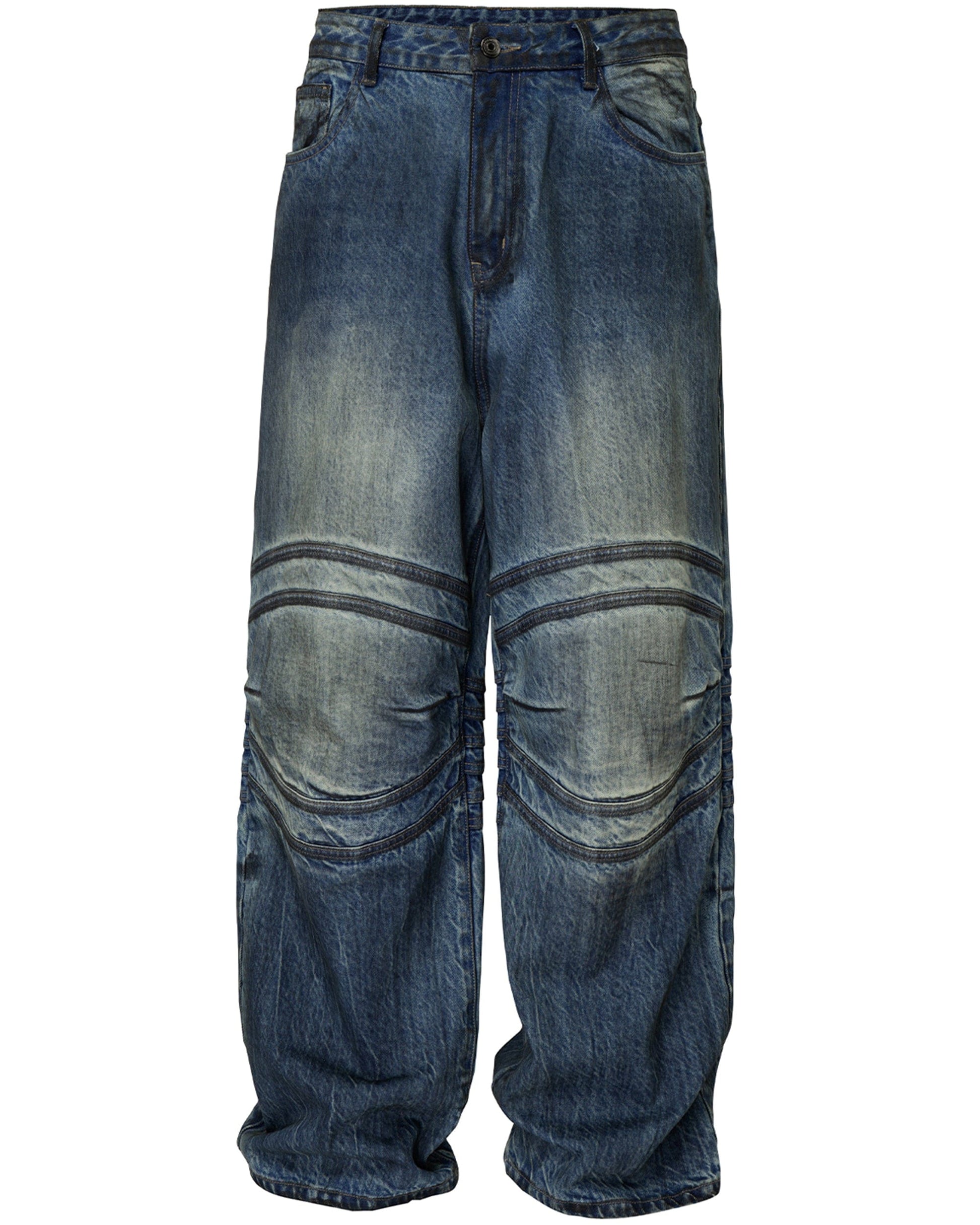 F2CE Retro Crinkled-Knee Washed Pants-Pants-S-Free Shipping Leatheretro