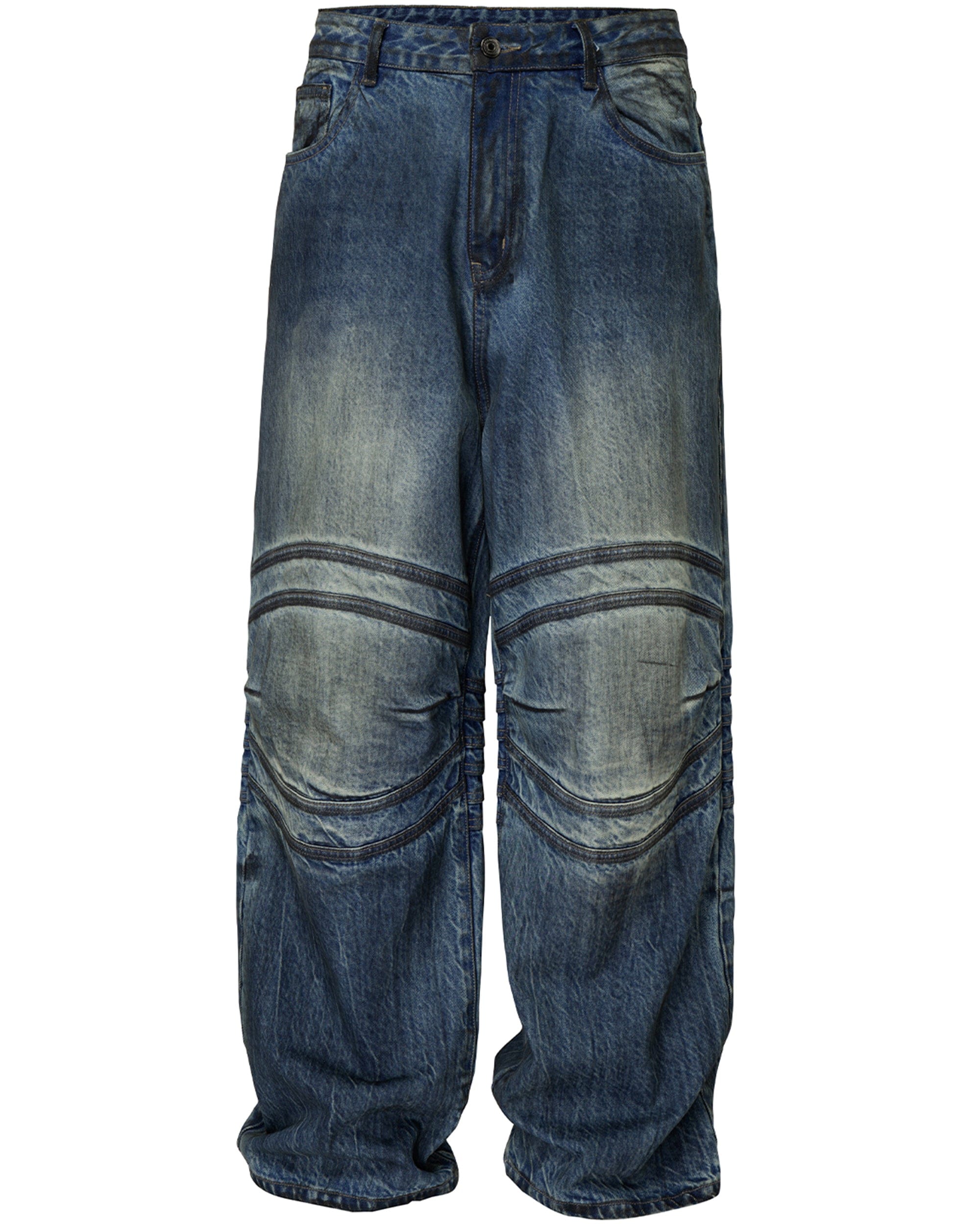 F2CE Retro Crinkled-Knee Washed Pants-Pants-S-Free Shipping Leatheretro