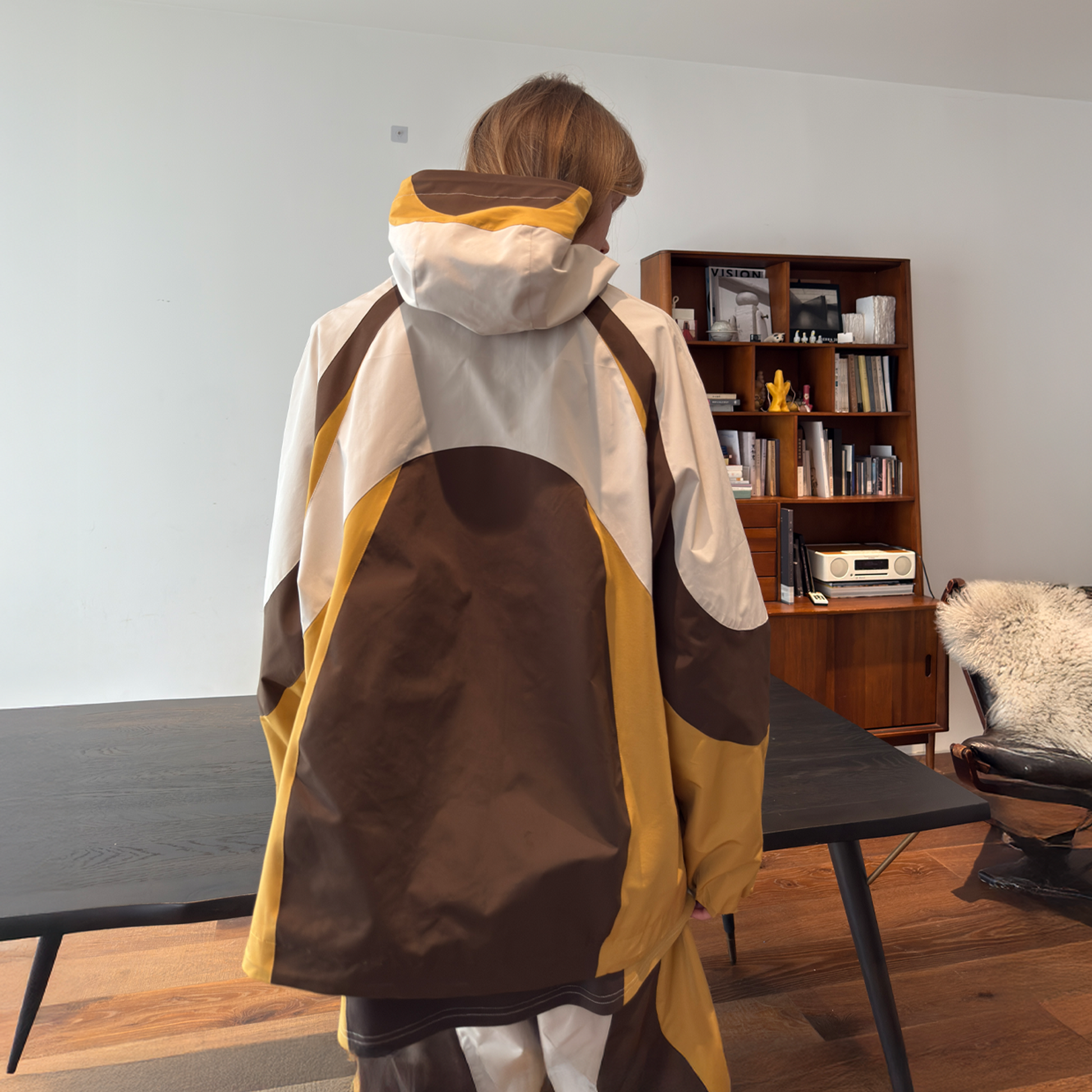 MIICHOUS Contrast Curved Panel Hooded Jacket-Jacket-S-Yellow-Free Shipping Leatheretro