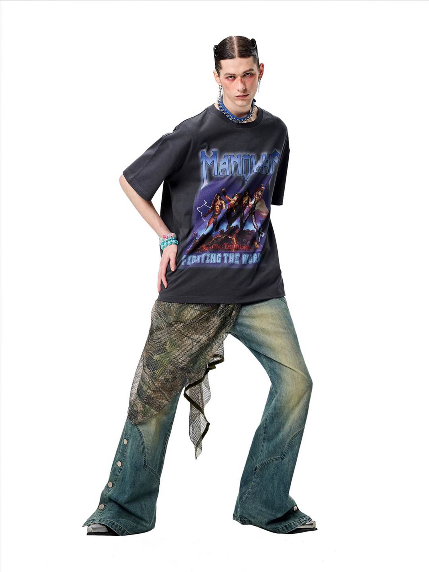 ERISSTOFF Washed Detachable Flared Jeans Blue-Jeans-S / 30"-Free Shipping Leatheretro