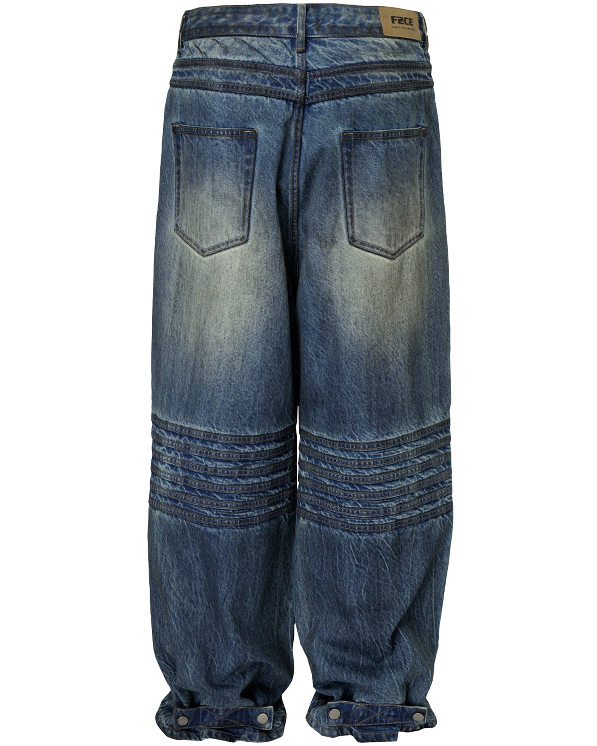 F2CE Retro Crinkled-Knee Washed Pants-Pants-S-Free Shipping Leatheretro