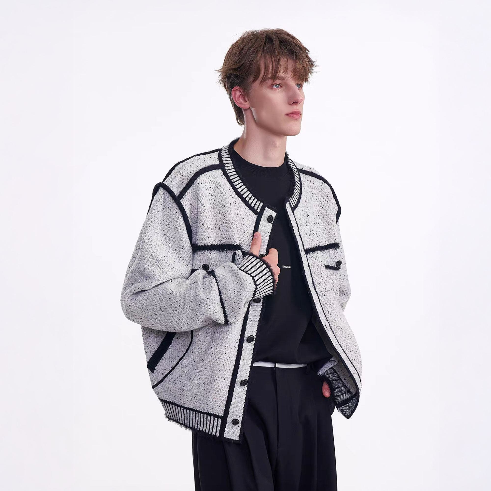 TIWILLTANG Contrast Stitch Knit Jacket