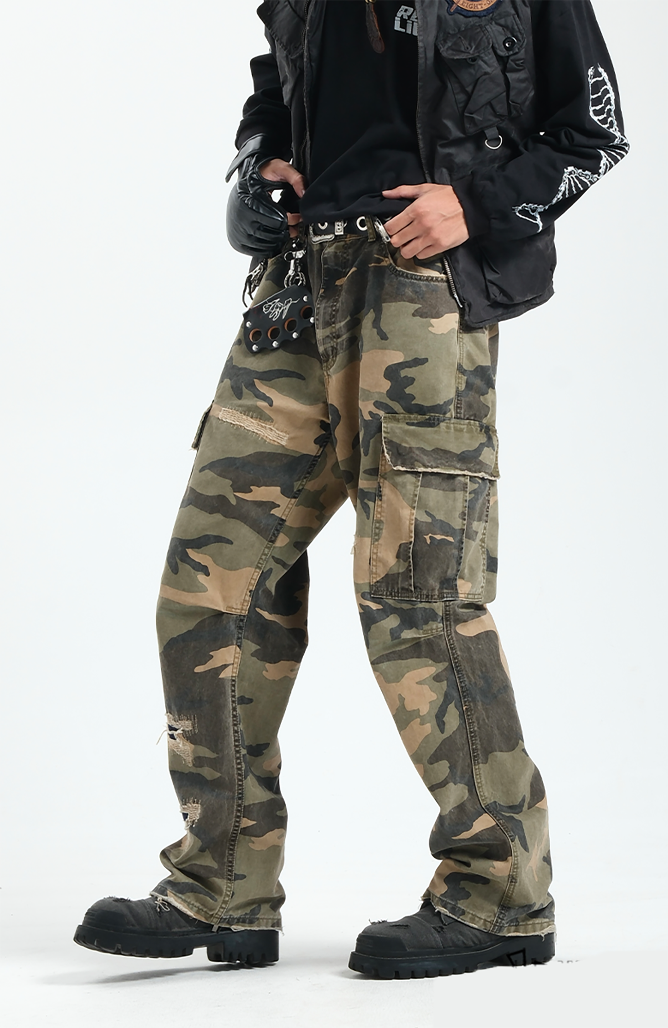 NEIGBORL Straight-Leg Camo Cargo Pants-Pants-S-Free Shipping Leatheretro