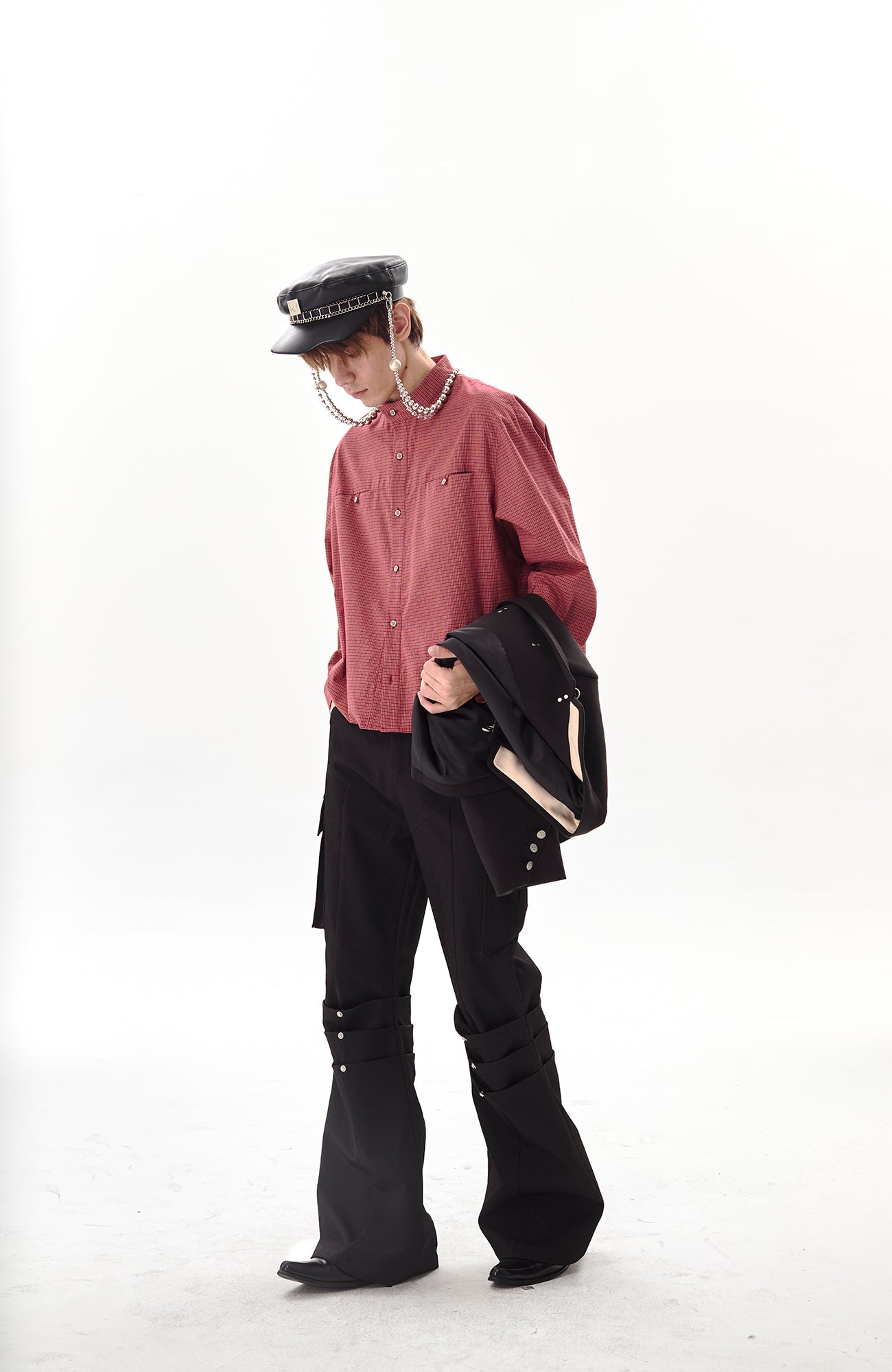 PASET Knee Paneled Flared Trousers-Pants-S / 27"-Free Shipping Leatheretro