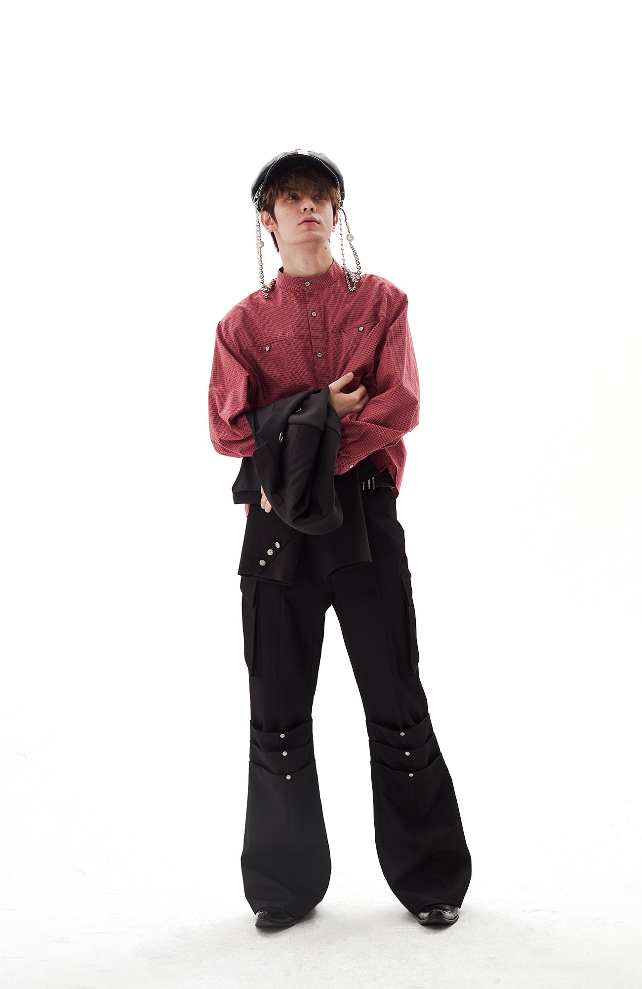 PASET Knee Paneled Flared Trousers-Pants-S / 27"-Free Shipping Leatheretro