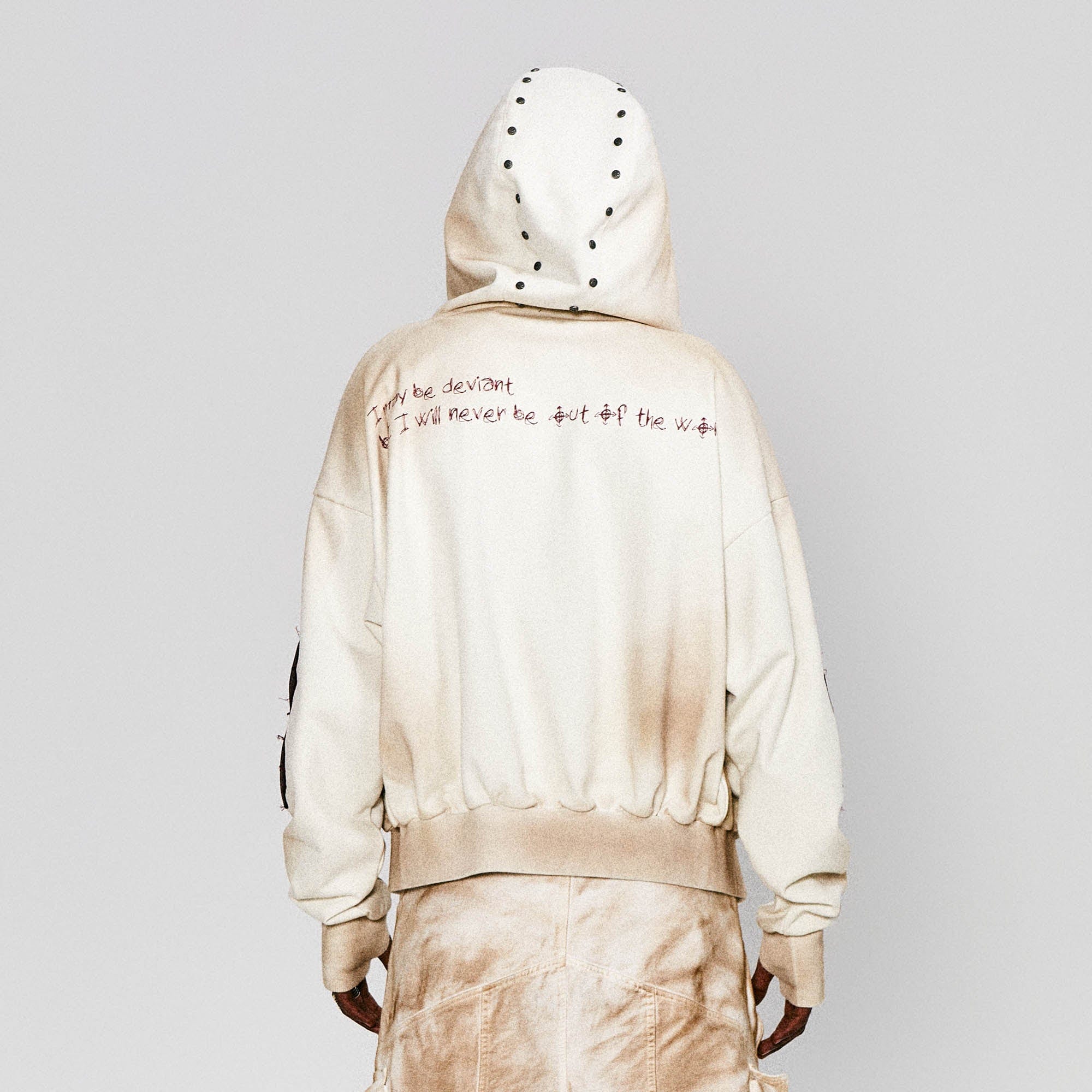 FLYERRER Distressed Cross Patch Studded Hooded Jacket-Jacket-S-Free Shipping Leatheretro