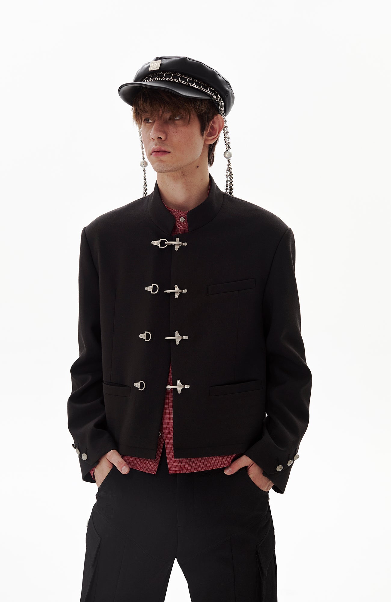 PASET Frog Buckle Stand Collar Jacket-Jacket-S-Free Shipping Leatheretro