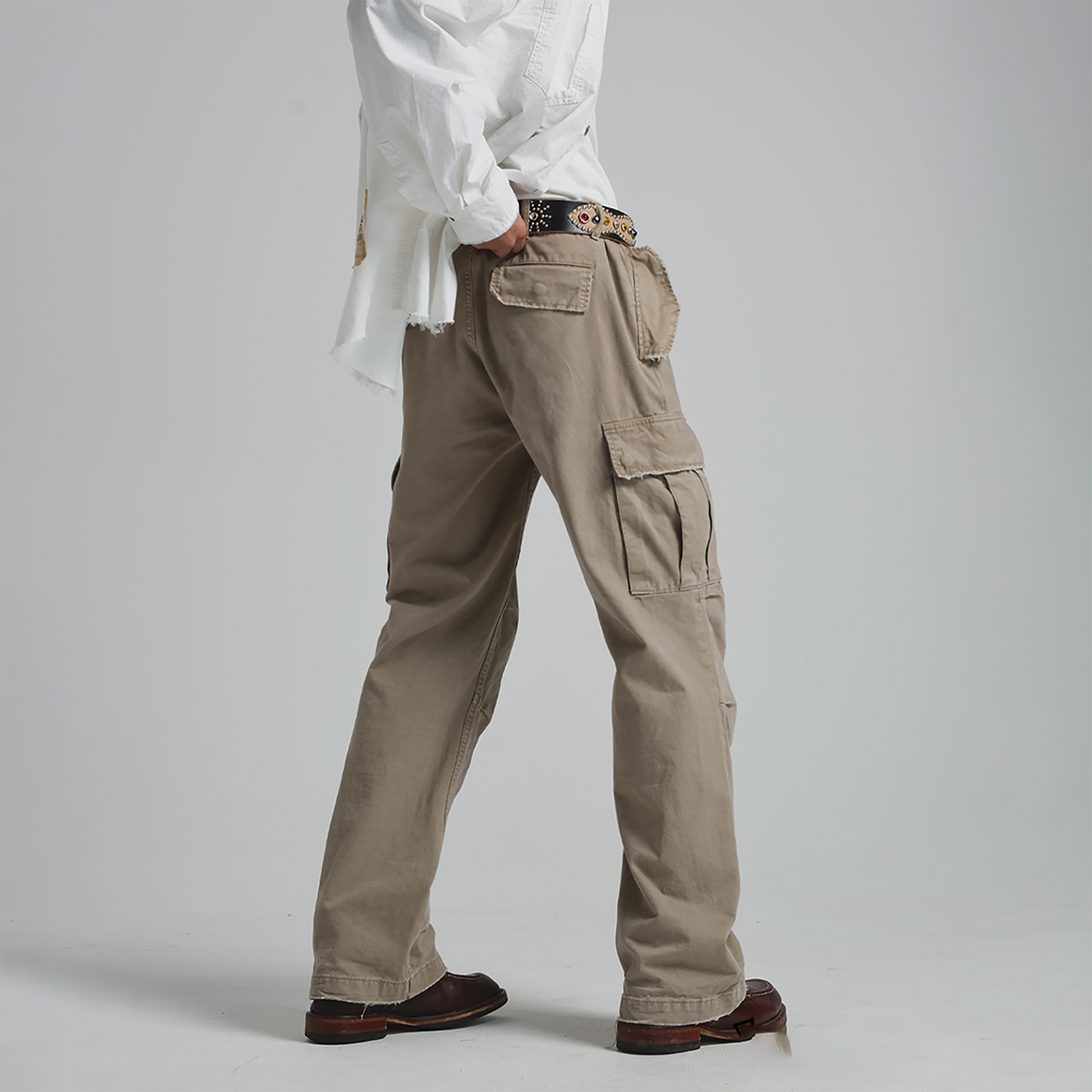 NEIGBORL Straight-Leg Paneled Cargo Pants-Pants-S-Black-Free Shipping Leatheretro