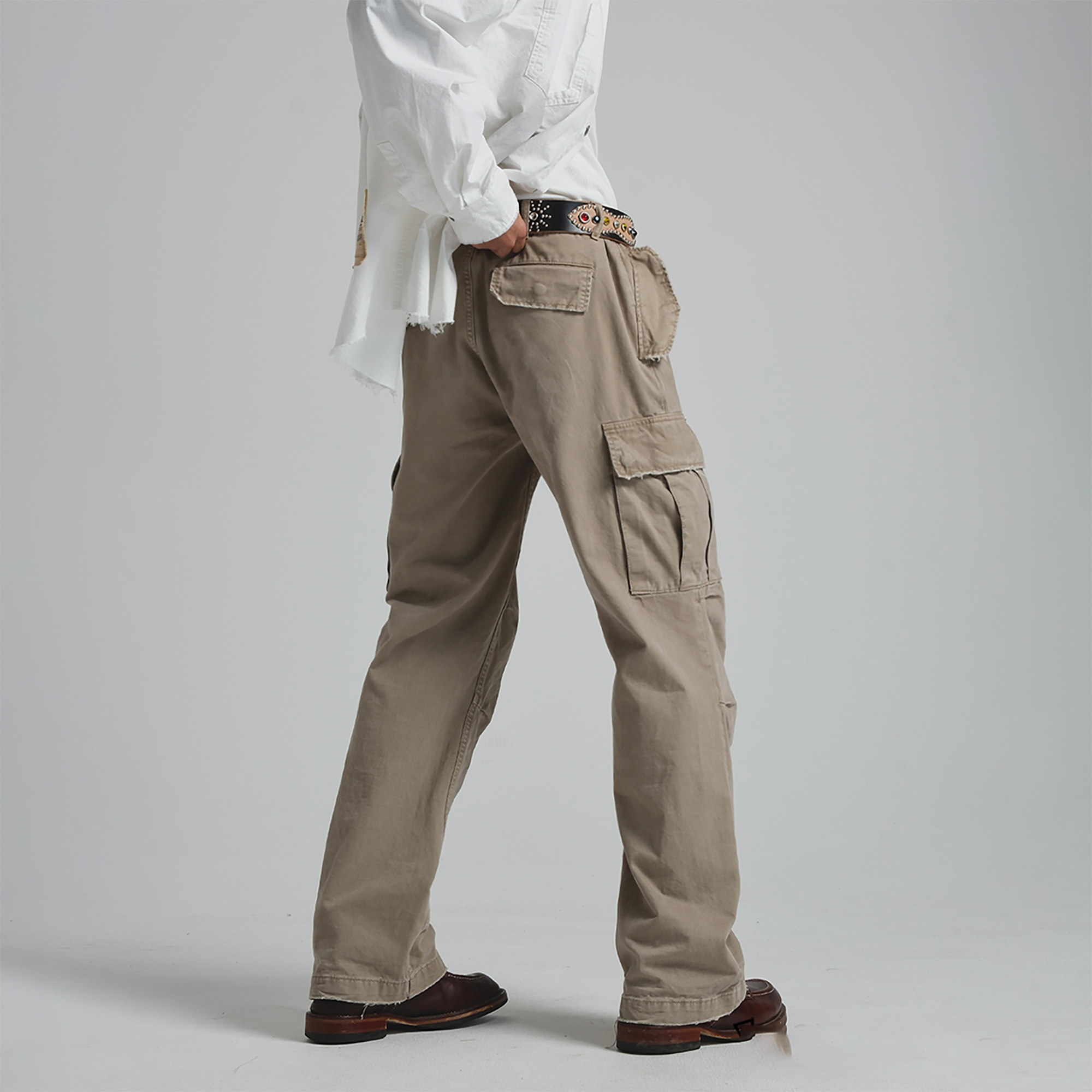 NEIGBORL Straight-Leg Paneled Cargo Pants-Pants-S-Black-Free Shipping Leatheretro