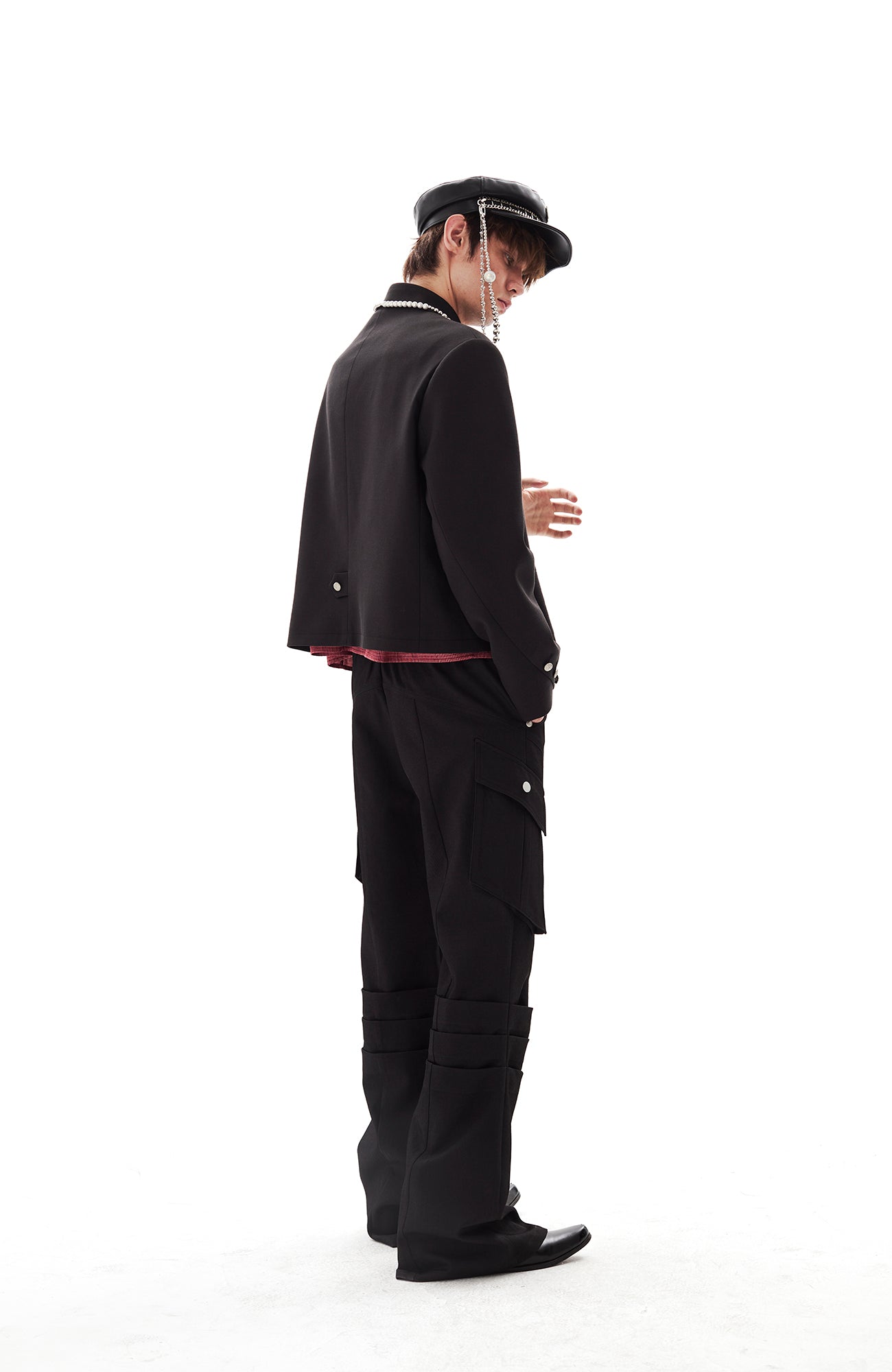 PASET Knee Paneled Flared Trousers-Pants-S / 27"-Free Shipping Leatheretro