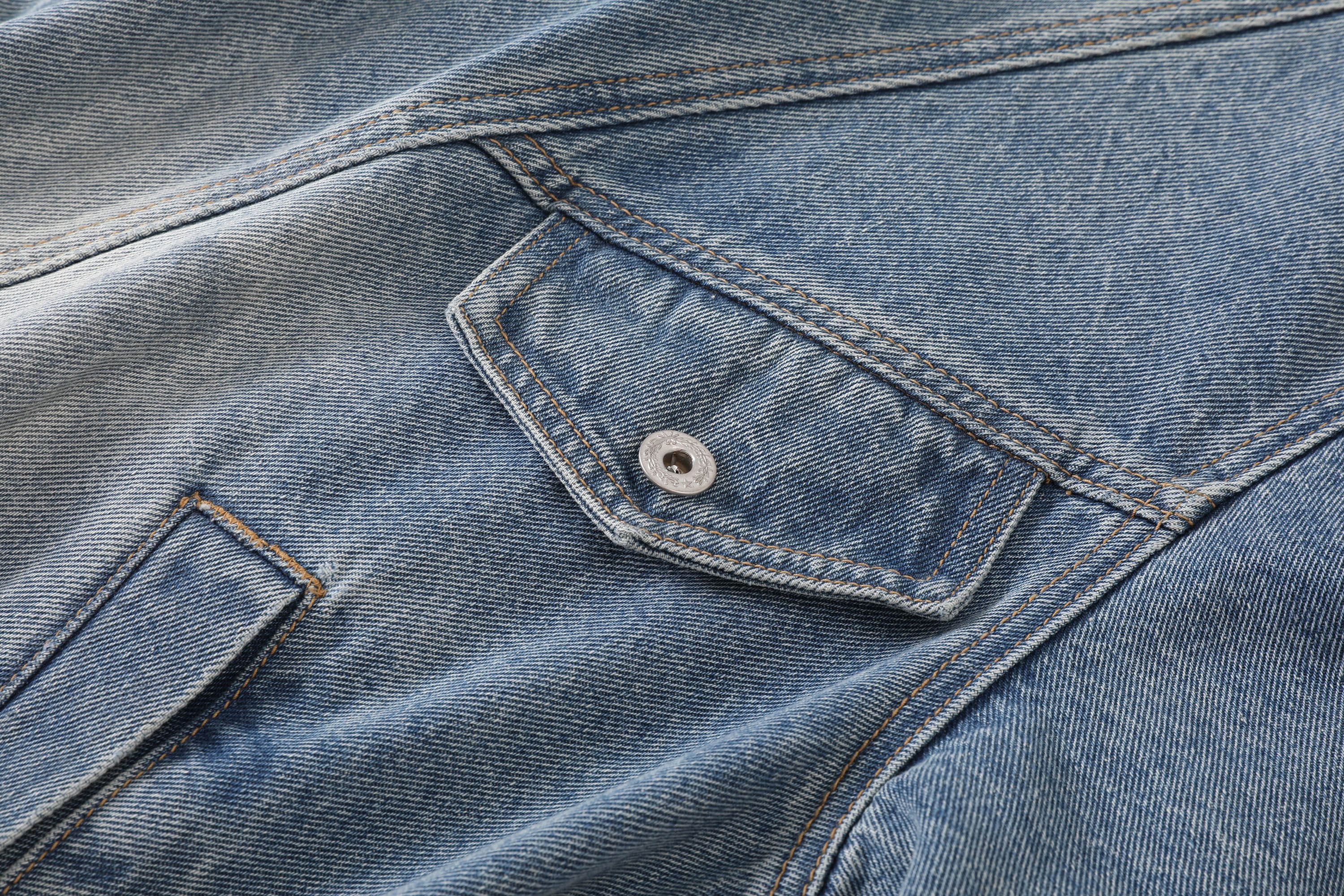 KREATE Jeans Cuff Spliced Stand Collar Jacket-Jacket-S-Black-Free Shipping Leatheretro