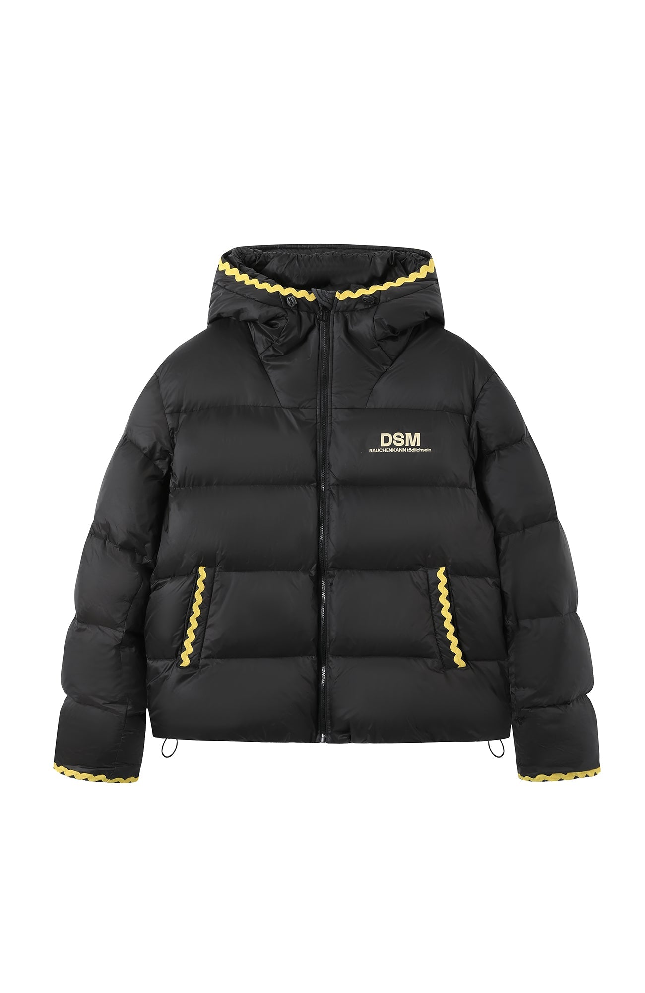 DONSMOKE Wavy Trim Hooded Down Puffer-Jacket-S-Black (Preorder)-Free Shipping Leatheretro