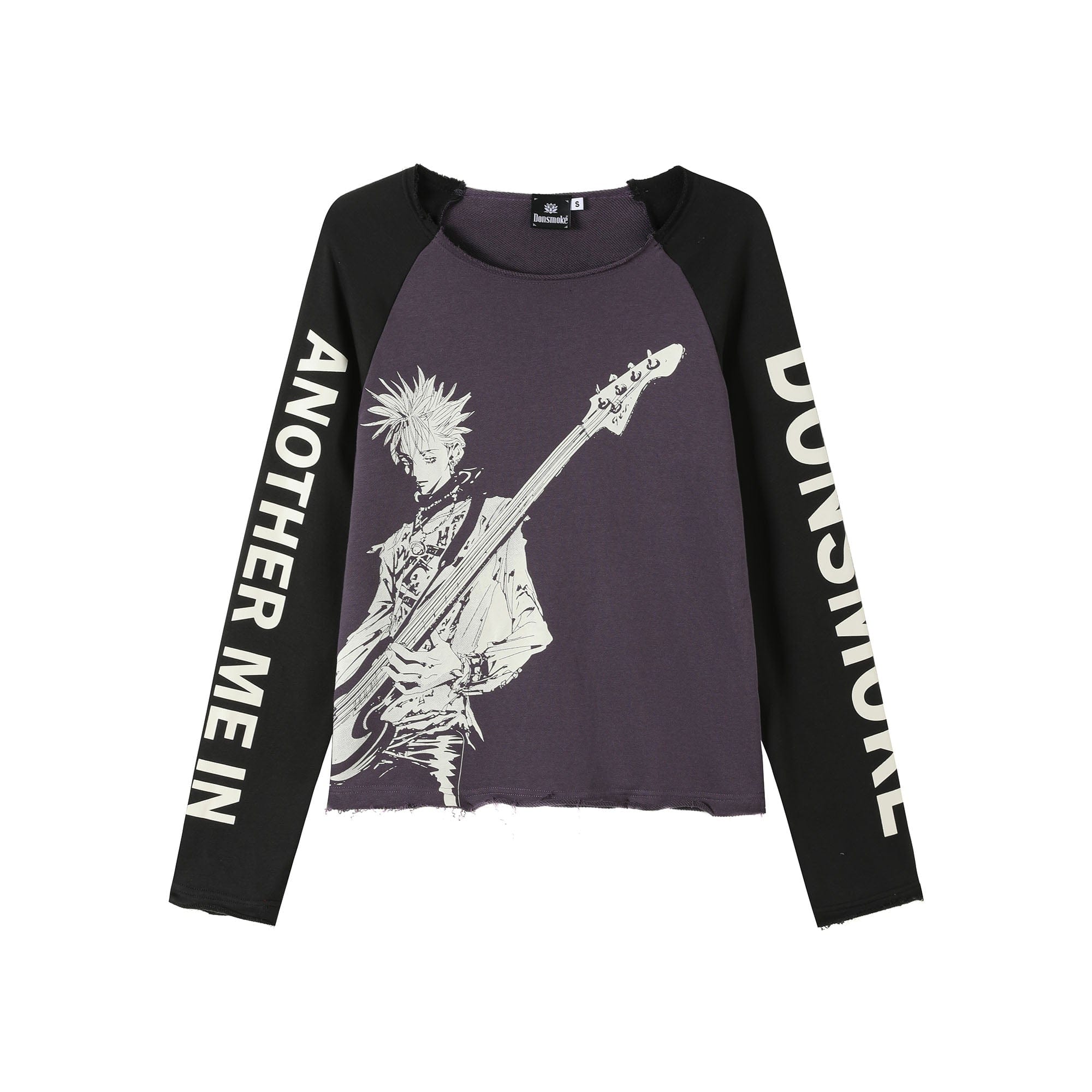 DONSMOKE ¡Á NANA Guitarist Contrast Raglan Long-Sleeve Tee-L/S Tee-S-Purple-Free Shipping Leatheretro