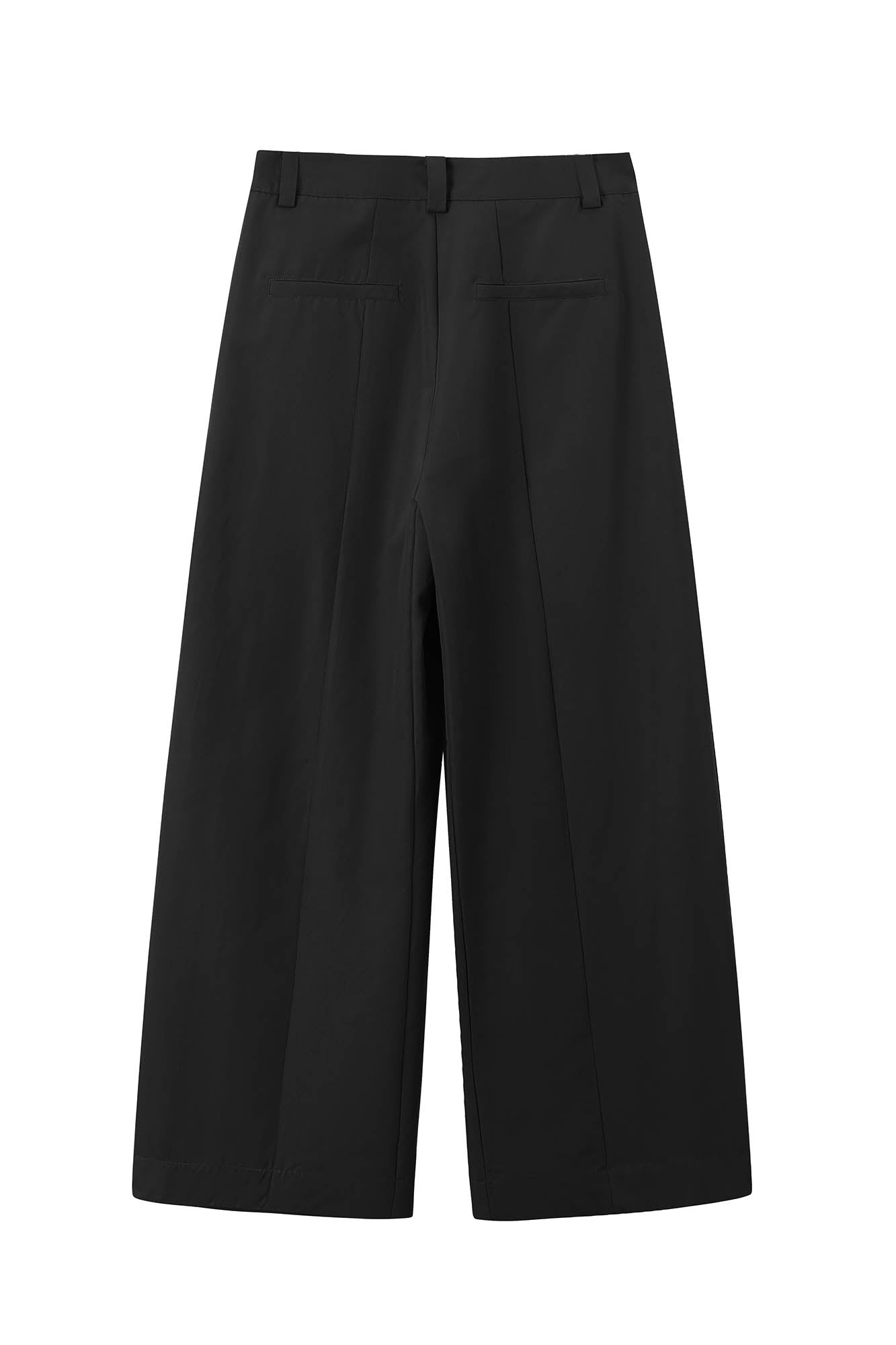 KREATE Crinkled Button-Fly Wide-Leg Pants-Pants-S - 30"-Black-Free Shipping Leatheretro