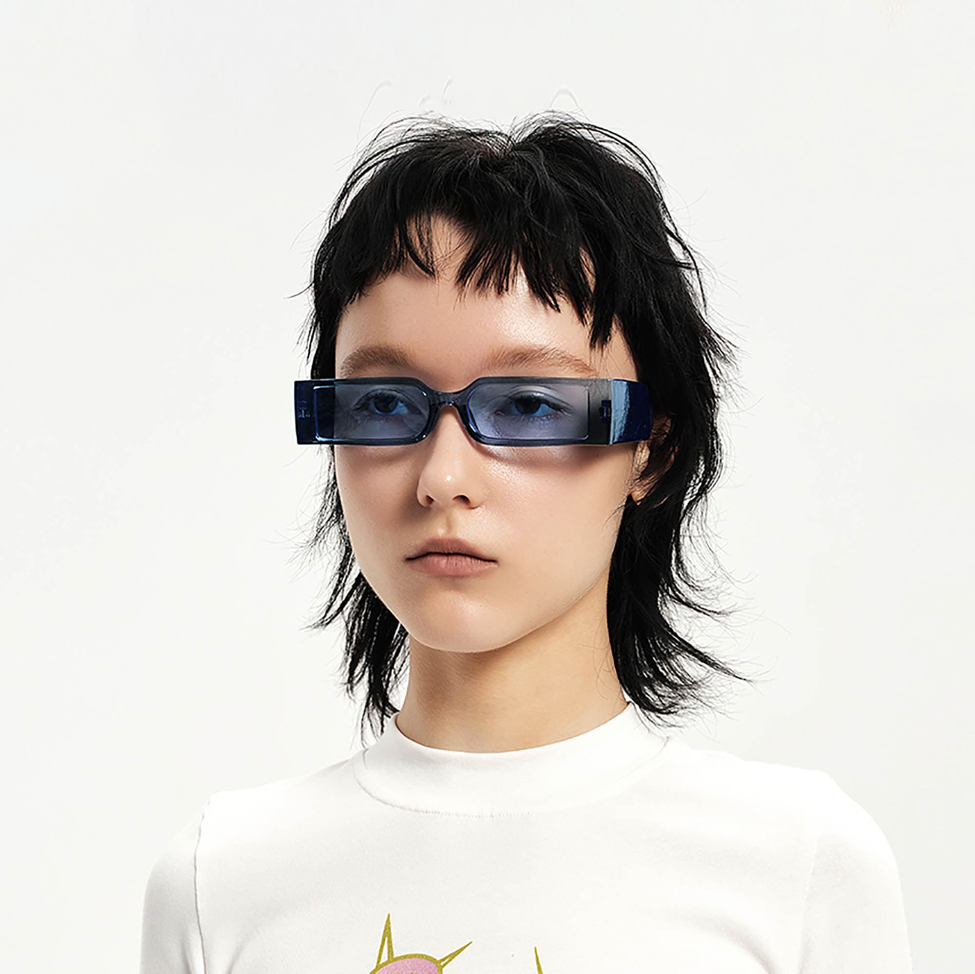 DAMAGE ASIA OPTICALS Square Frame Thick Temple Sunglasses-Sunglasses-One Size-Beige-Free Shipping Leatheretro