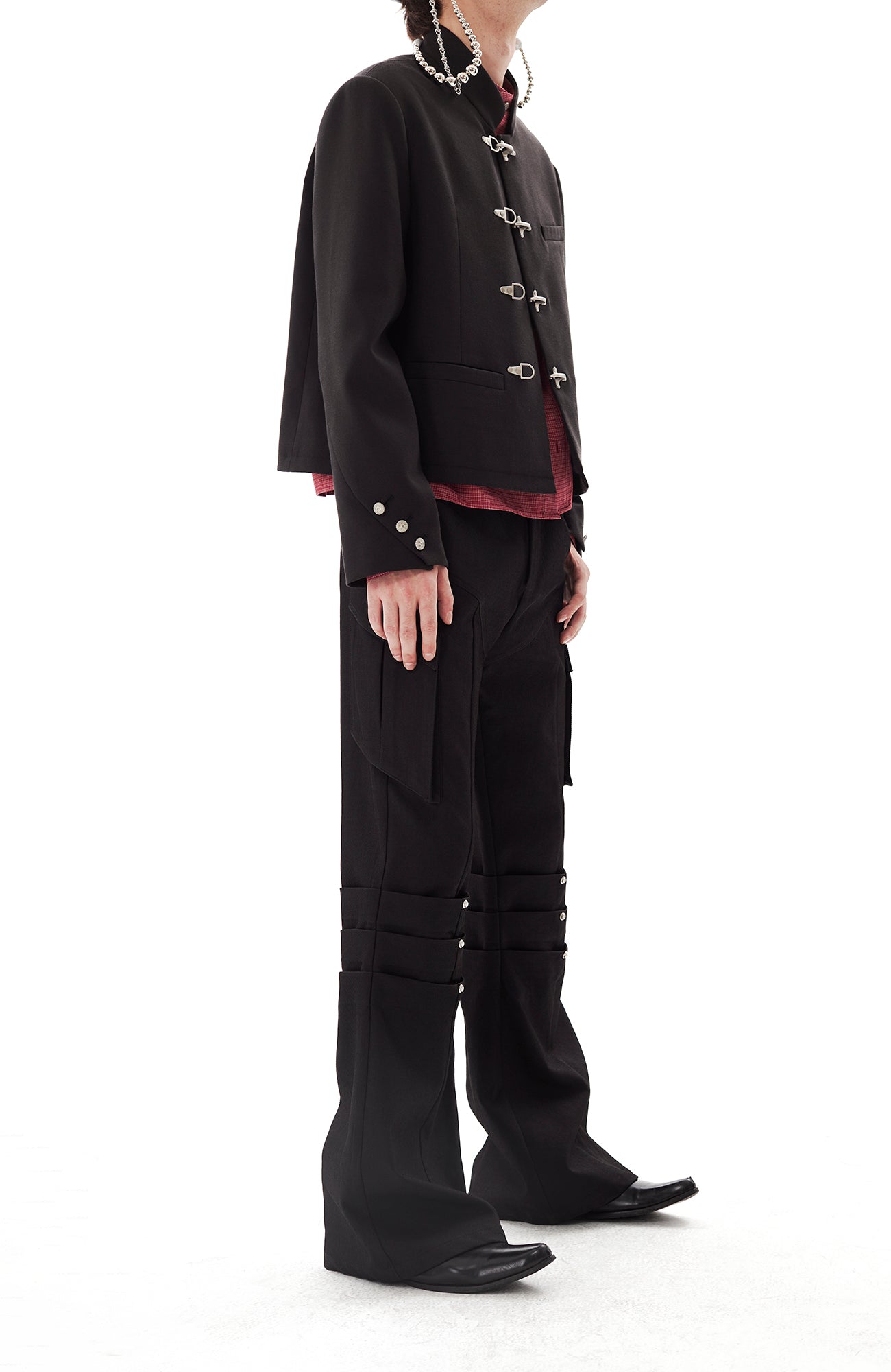 PASET Knee Paneled Flared Trousers-Pants-S / 27"-Free Shipping Leatheretro
