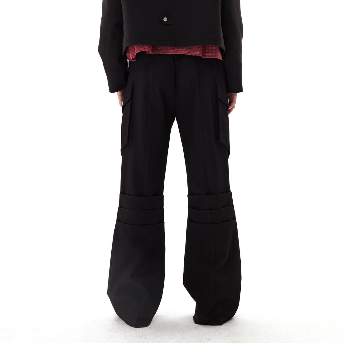 PASET Knee Paneled Flared Trousers-Pants-S / 27"-Free Shipping Leatheretro