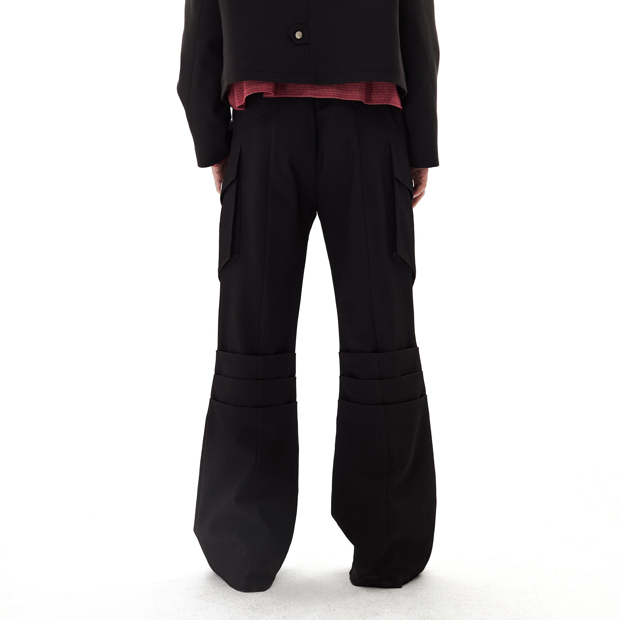 PASET Knee Paneled Flared Trousers-Pants-S / 27"-Free Shipping Leatheretro