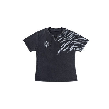 ESAIAS Washed Zebra Lace-Up Tee-T Shirt-S-Free Shipping Leatheretro