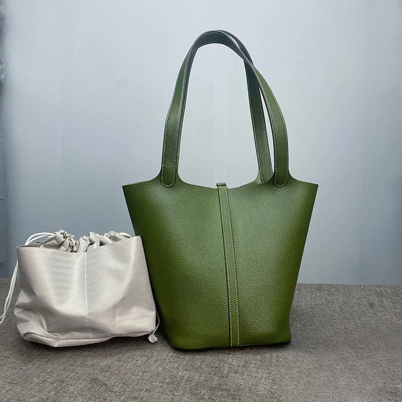 Women's Genuine Leather Luxury Shoulder Bag - Lightweight Large Capacity Bags-Shoulder Bag-Green-Free Shipping Leatheretro