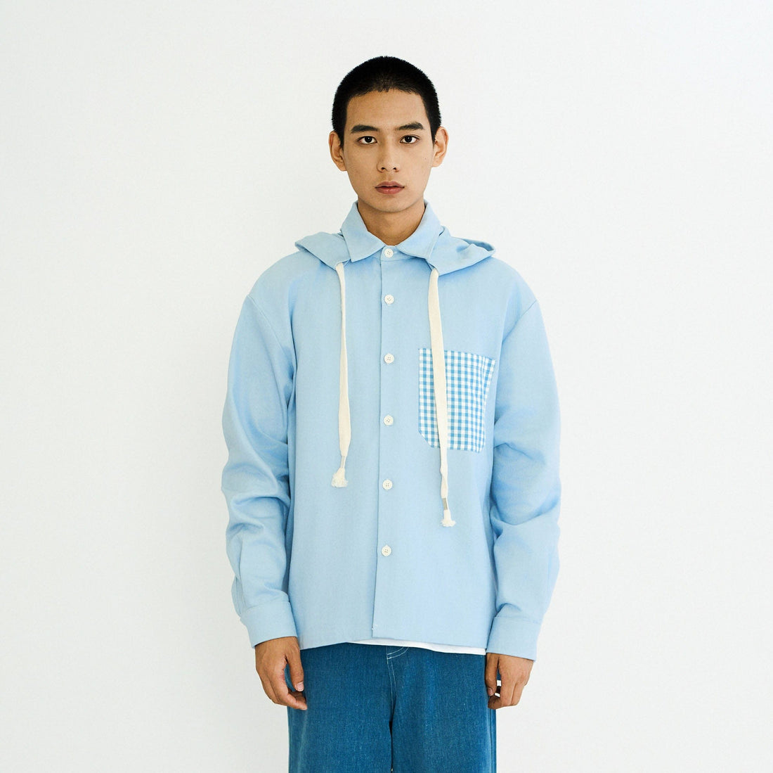 WIID Checks Pocket Hooded Shirt-Shirt-M-Free Shipping Leatheretro